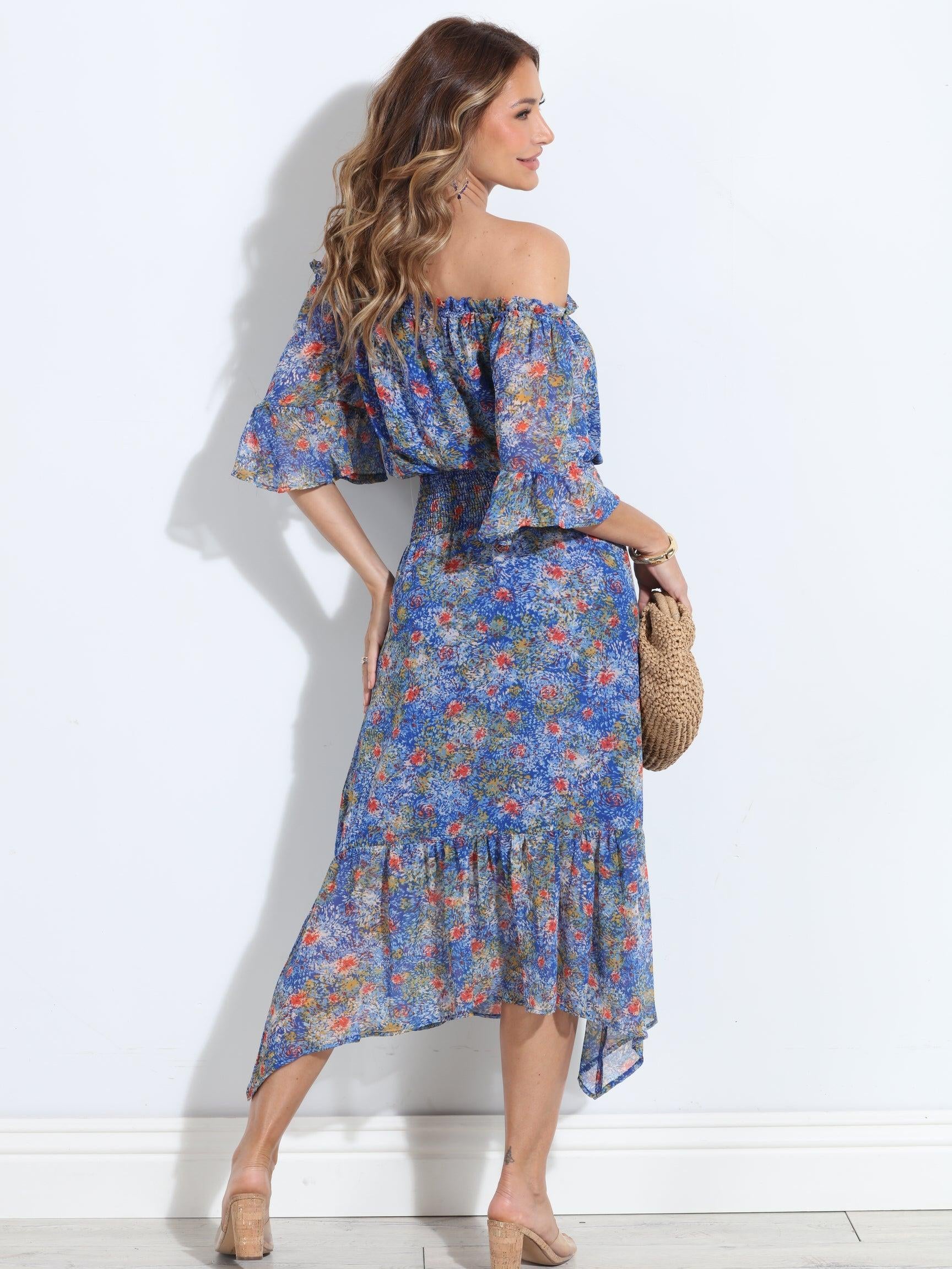 Elba OTS Ruffle Maxi-FINAL SALE