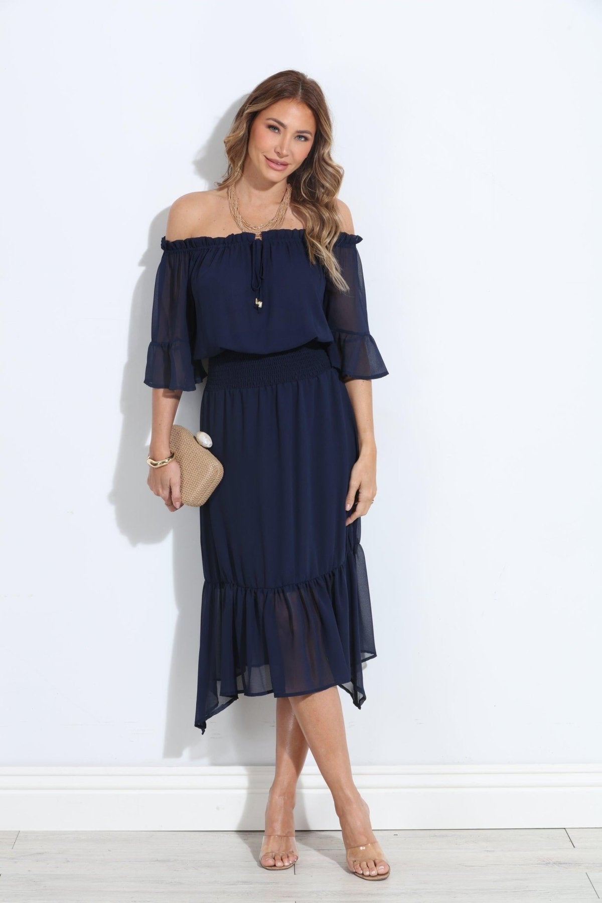 Navy OTS Ruffle Maxi-BEST SELLER