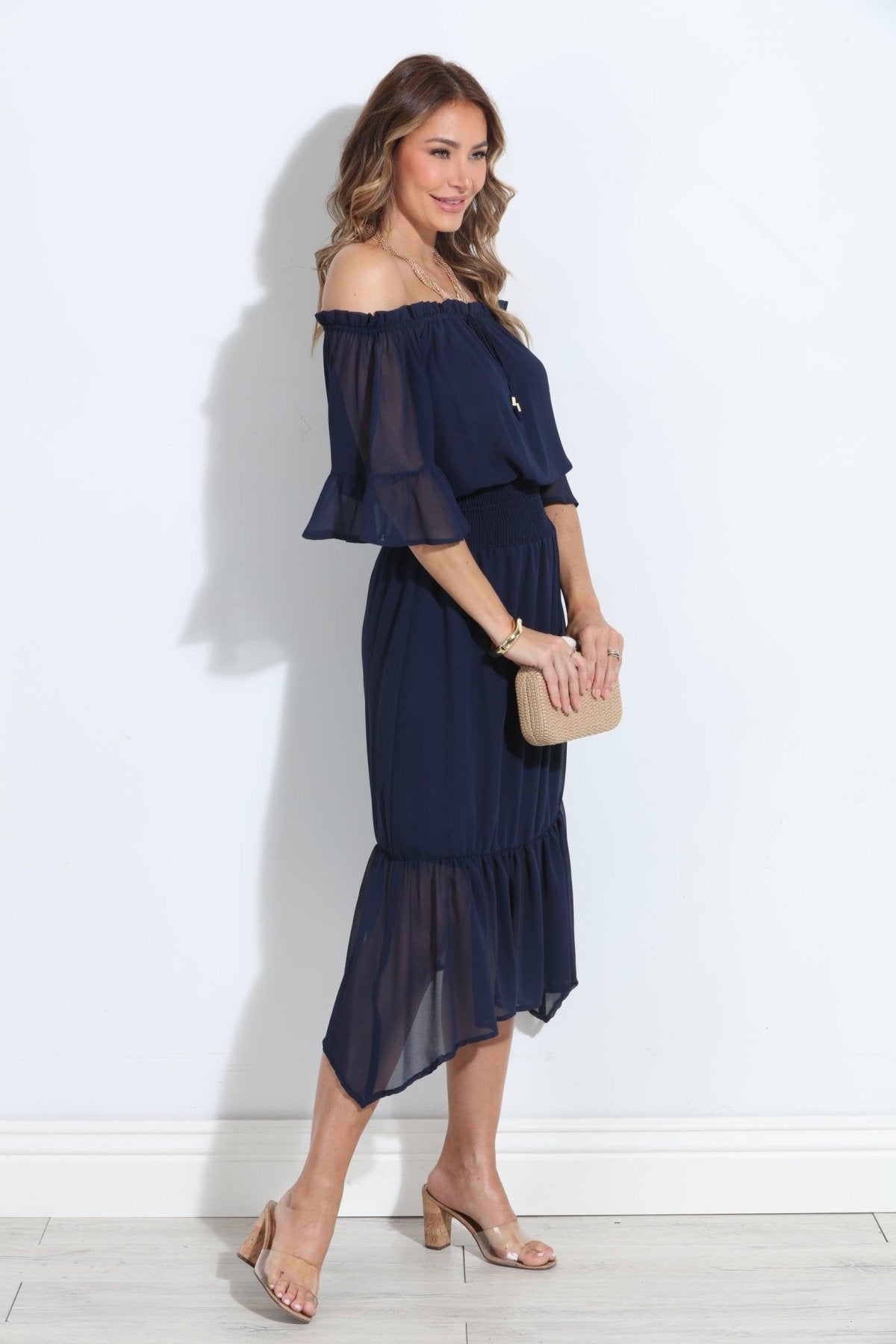 Navy OTS Ruffle Maxi-BEST SELLER