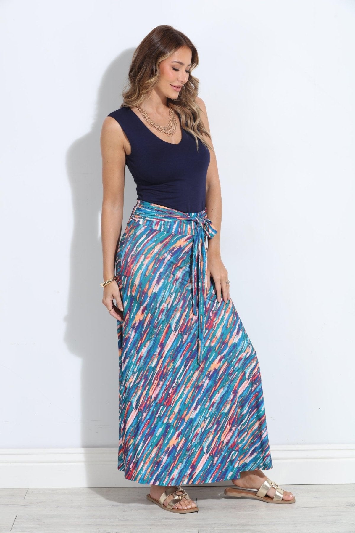 Cortni Tie Front Maxi Skirt-FINAL SALE