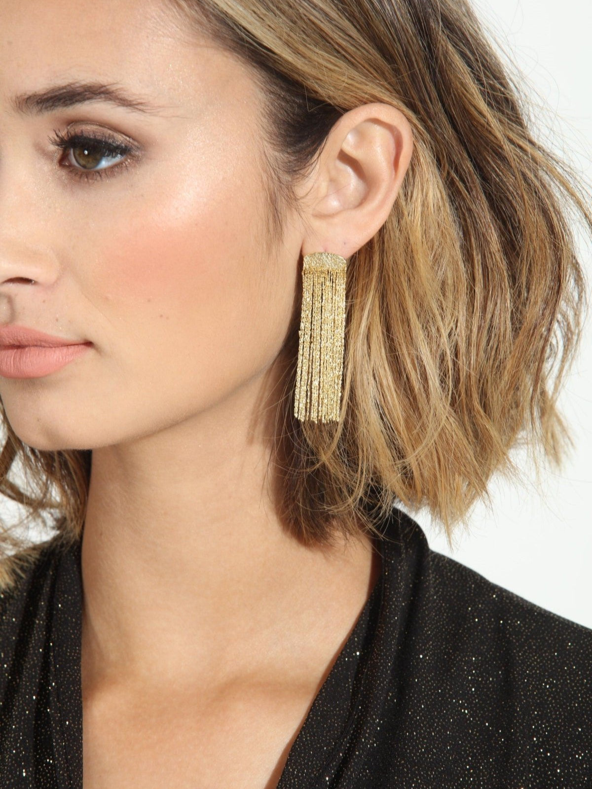 Gold Sparkle Waterfall Earrings-BEST SELLER