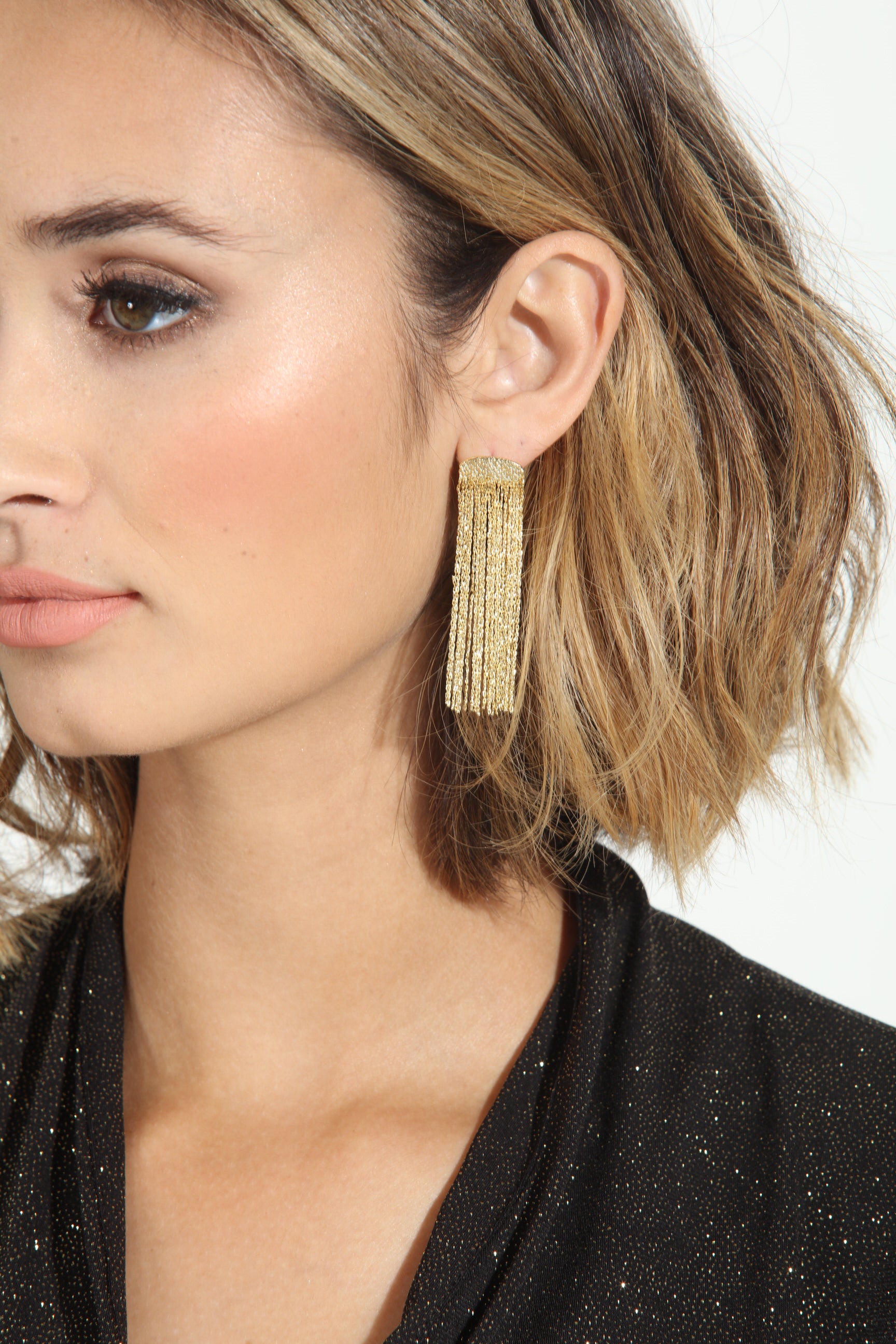 Gold Sparkle Waterfall Earrings-BEST SELLER