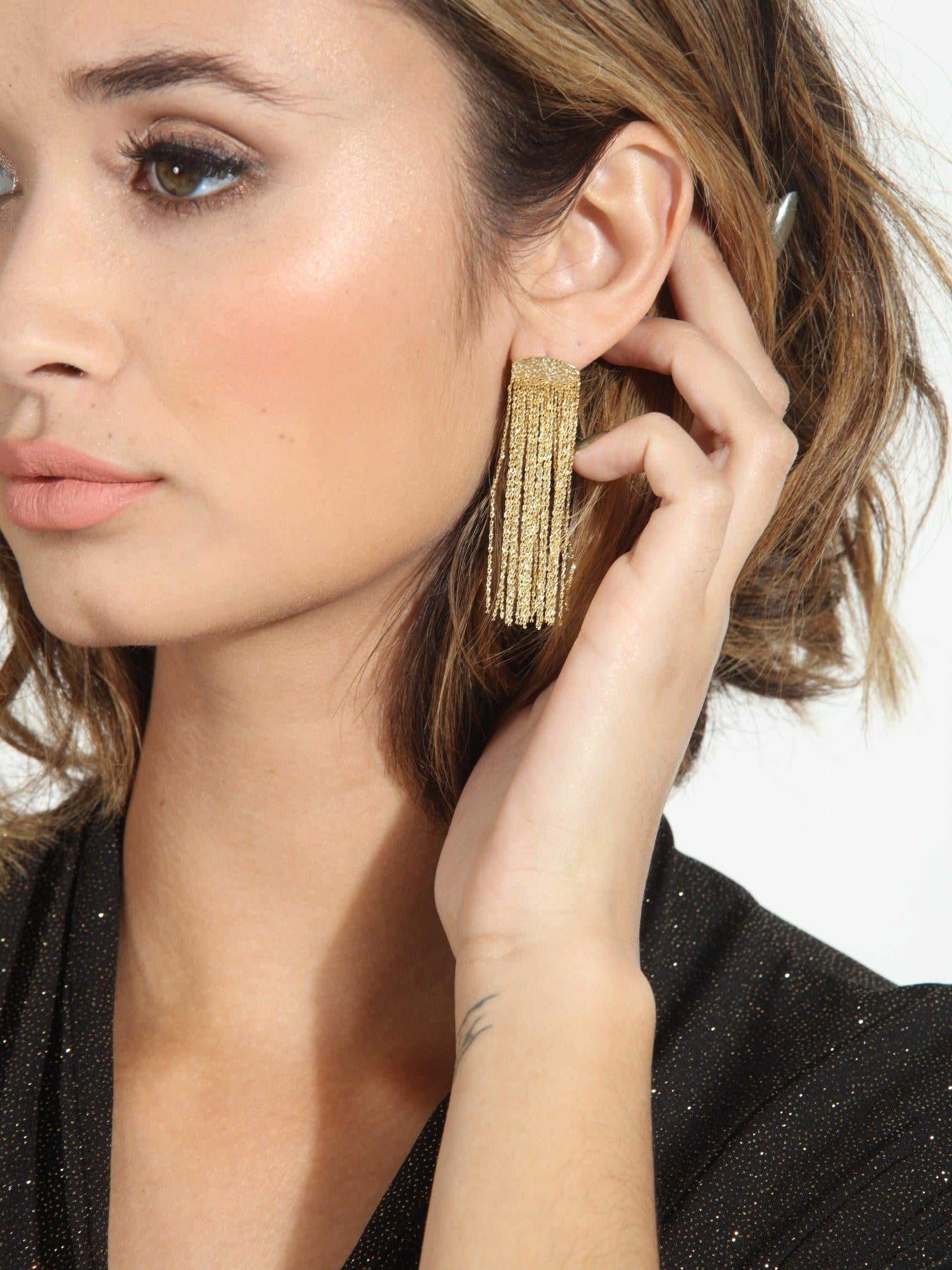 Gold Sparkle Waterfall Earrings-BEST SELLER