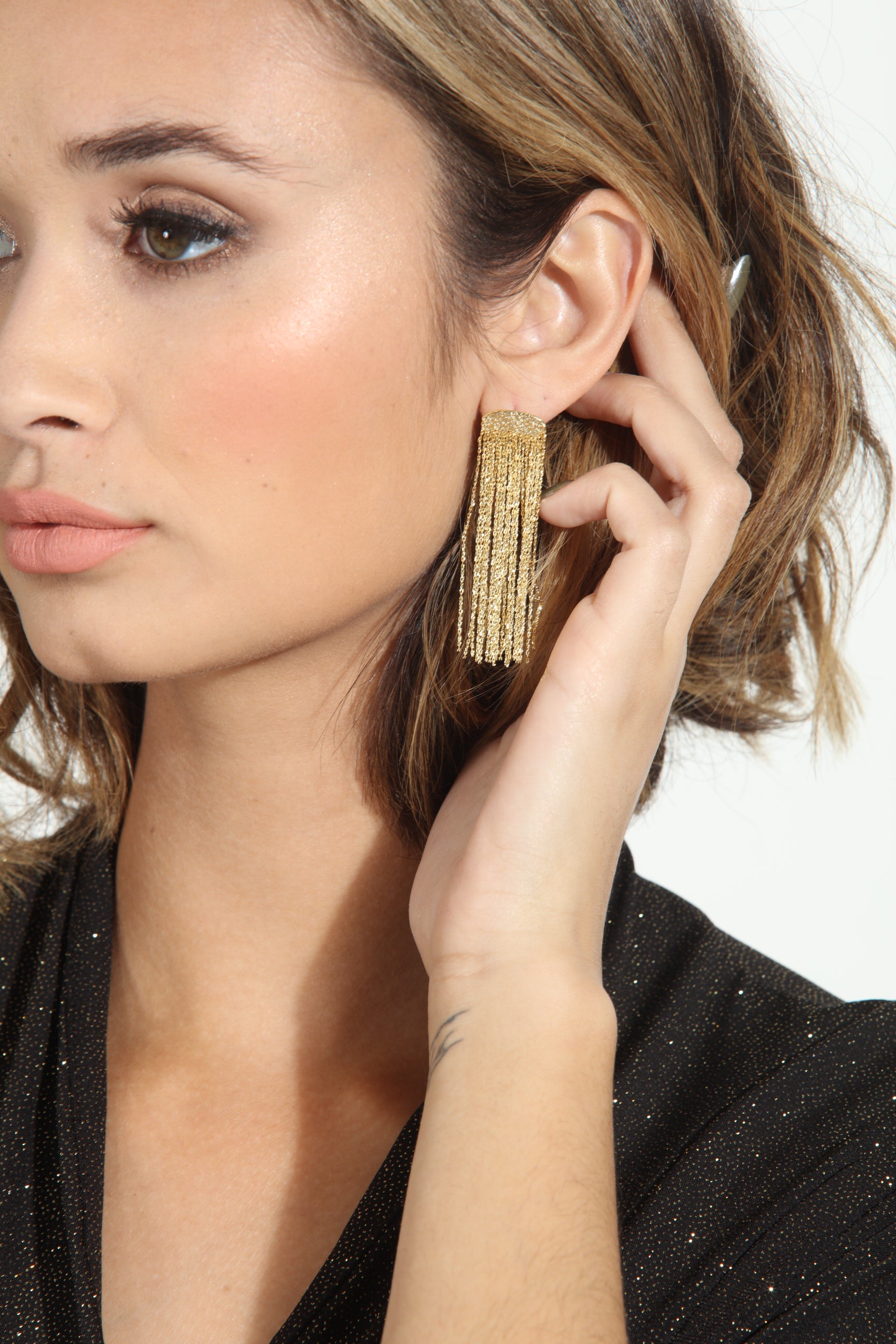 Gold Sparkle Waterfall Earrings-BEST SELLER