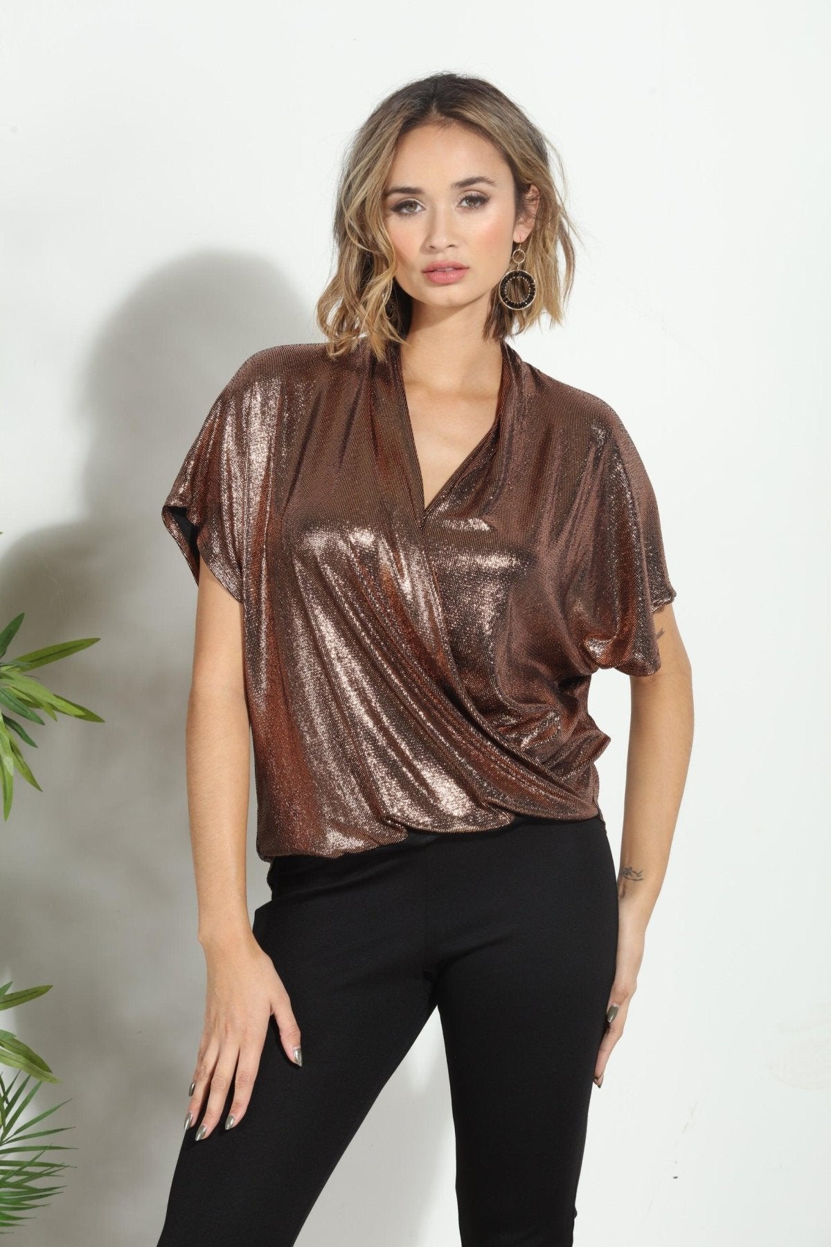 Rose Gold Surplice Top-FINAL SALE