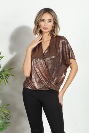 Rose Gold Surplice Top-FINAL SALE