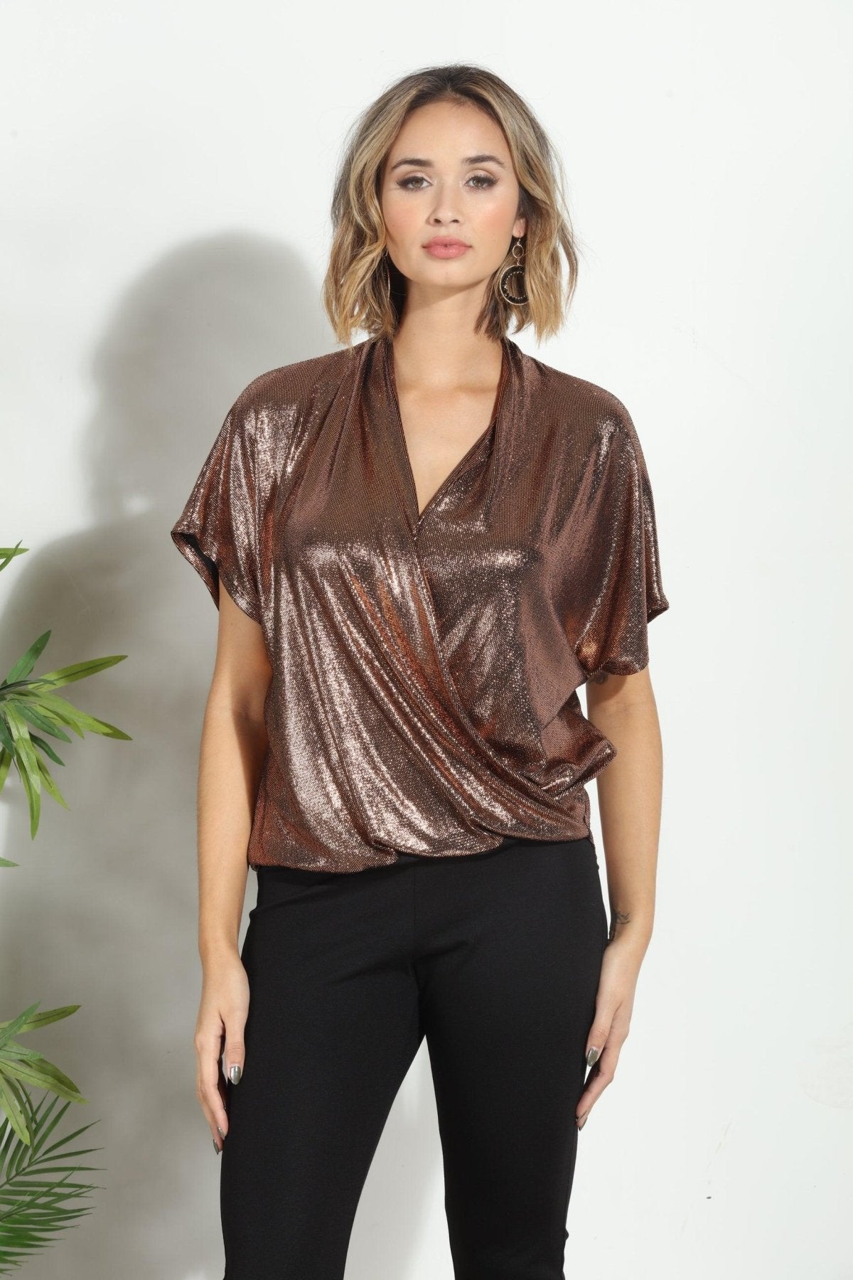 Rose Gold Surplice Top-FINAL SALE