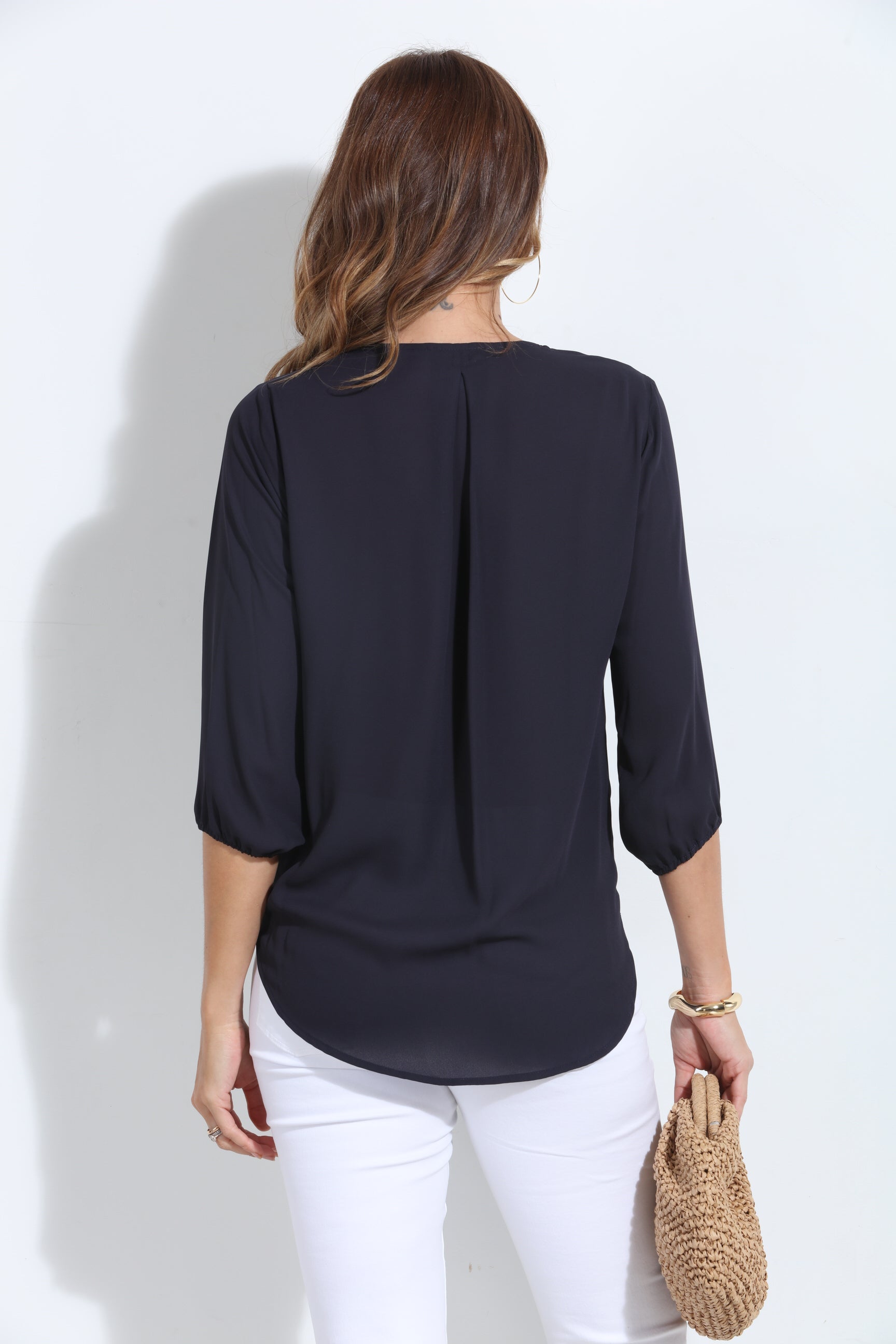 Jet Navy Surplice Blouse-BEST SELLER