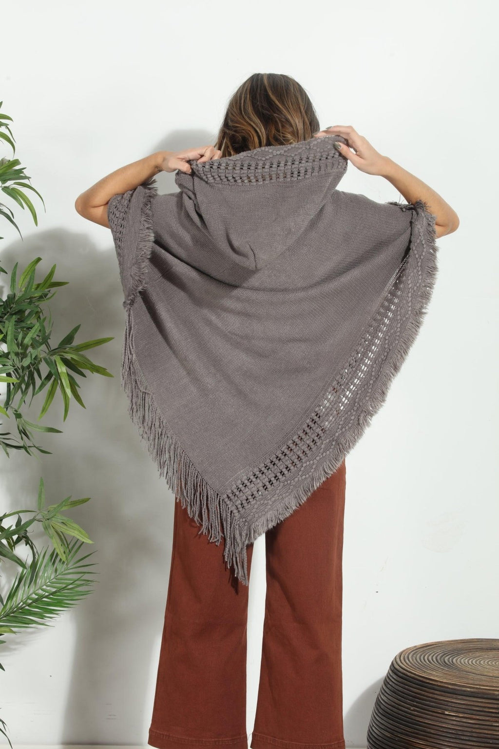 Grey Cozy Tassel Poncho