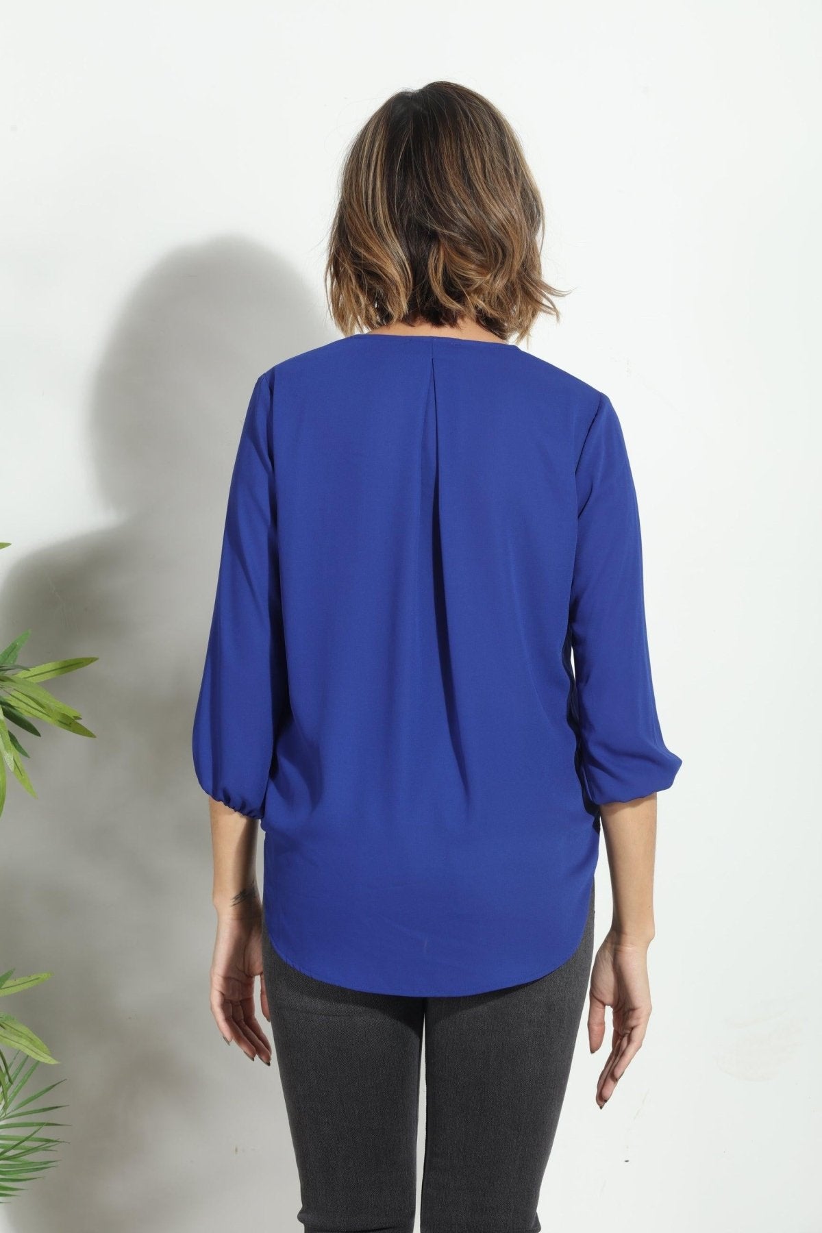 Pop Blue Surplice Blouse - BEST SELLER