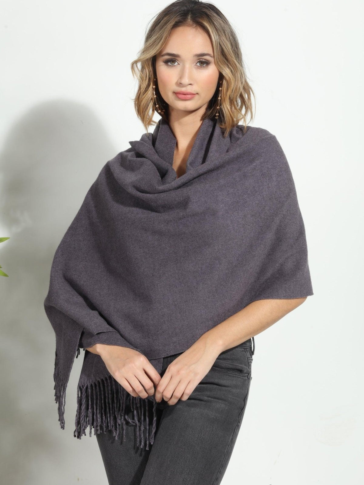 Dark Grey Cozy Tassel Scarf-FINAL SALE