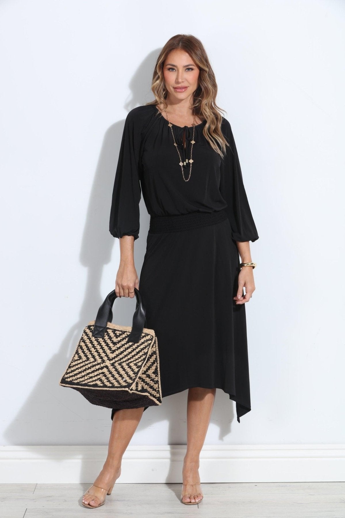 Smocked Stretch Midi Dress-BEST SELLER