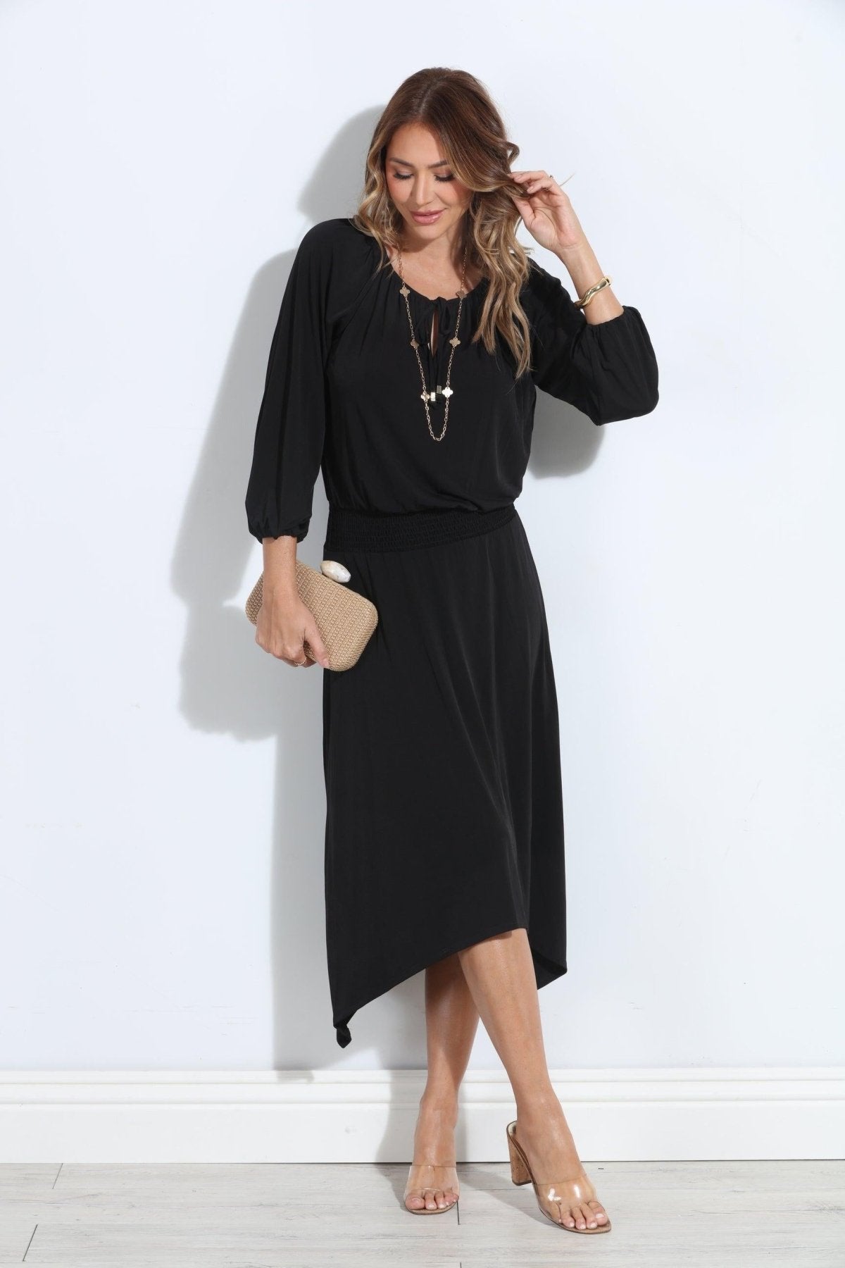 Smocked Stretch Midi Dress-BEST SELLER