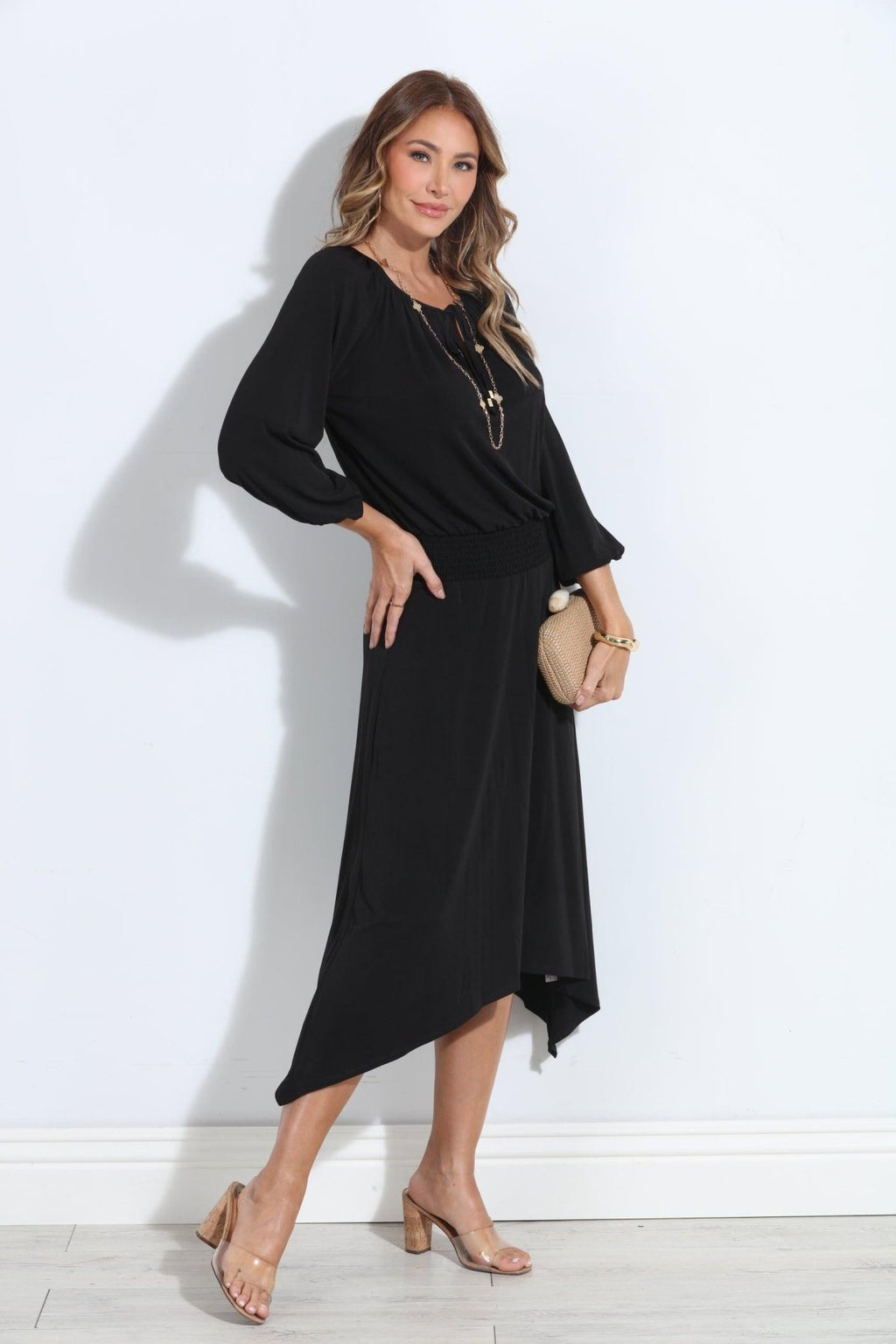 Smocked Stretch Midi Dress-BEST SELLER
