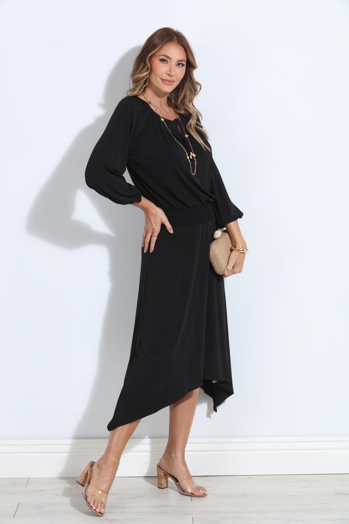 Smocked Stretch Midi Dress-BEST SELLER