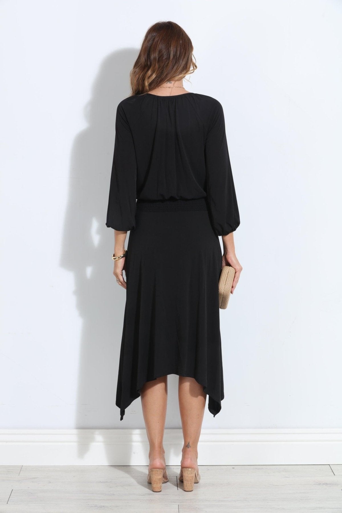 Smocked Stretch Midi Dress-BEST SELLER