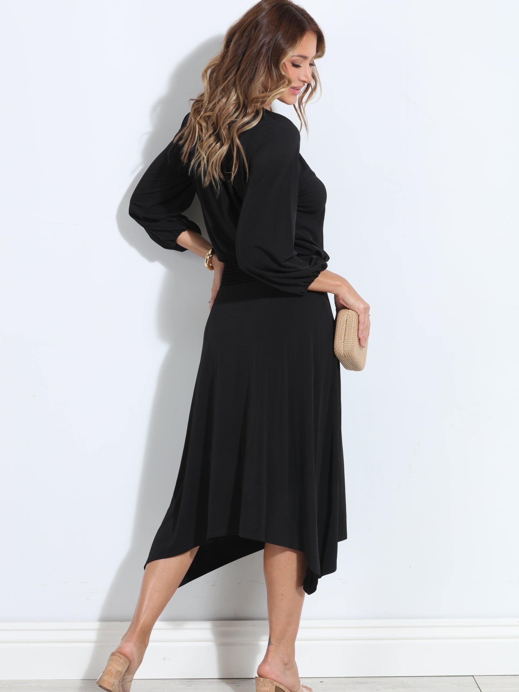 Smocked Stretch Midi Dress-BEST SELLER