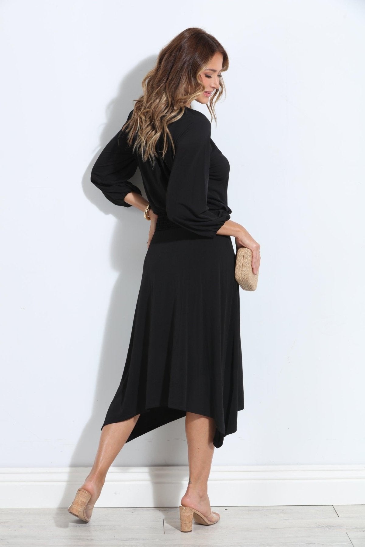 Smocked Stretch Midi Dress-BEST SELLER
