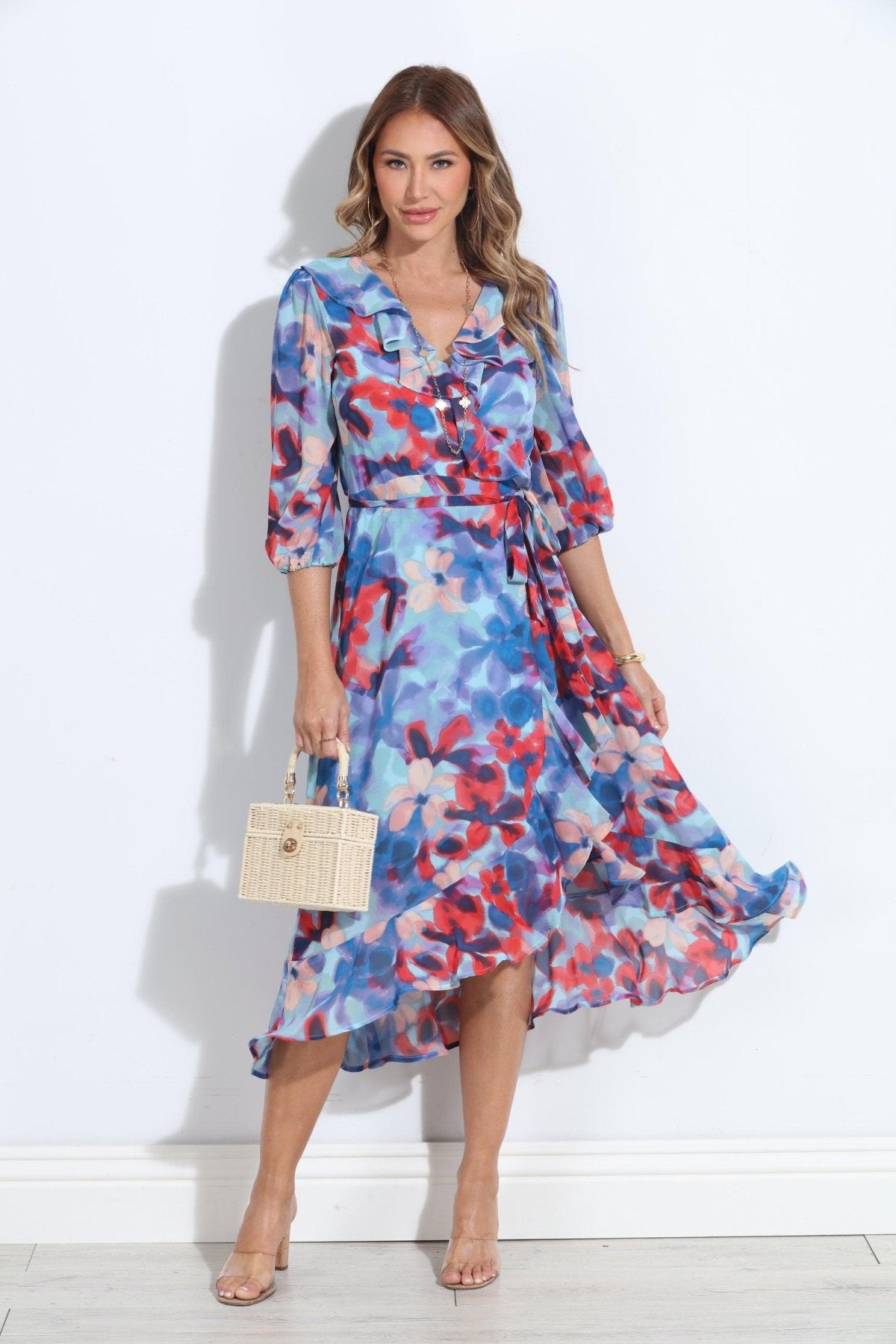 Malorie Chiffon Ruffle Wrap Dress-BEST SELLER