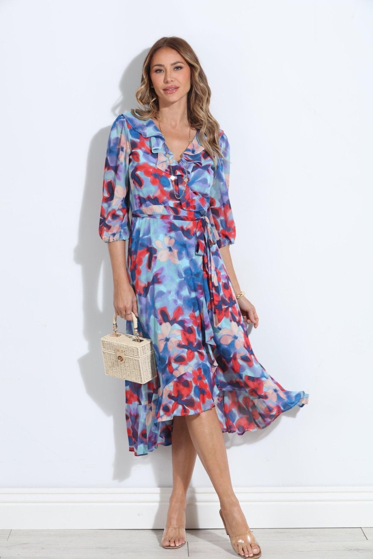 Malorie Chiffon Ruffle Wrap Dress-BEST SELLER