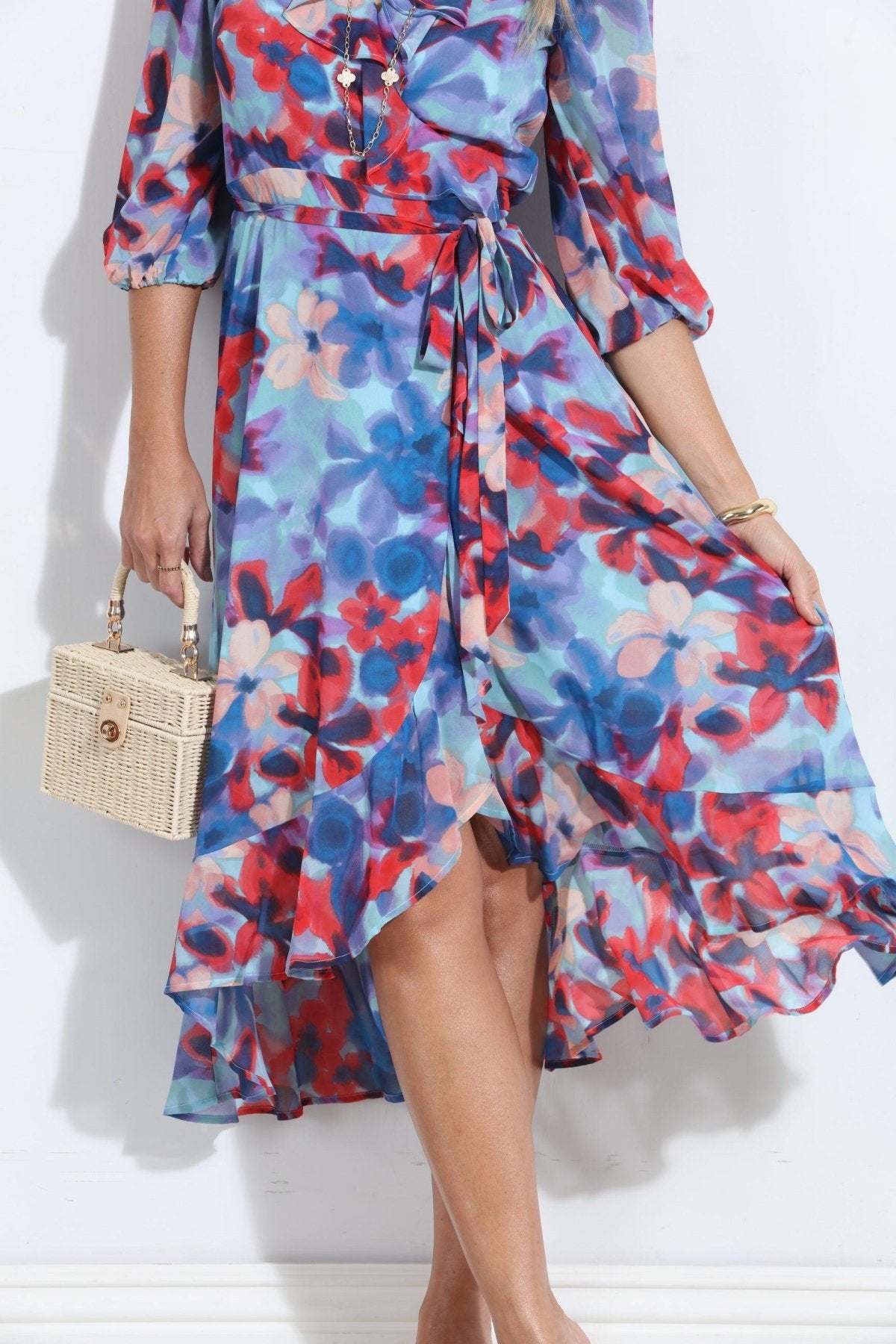Malorie Chiffon Ruffle Wrap Dress-BEST SELLER