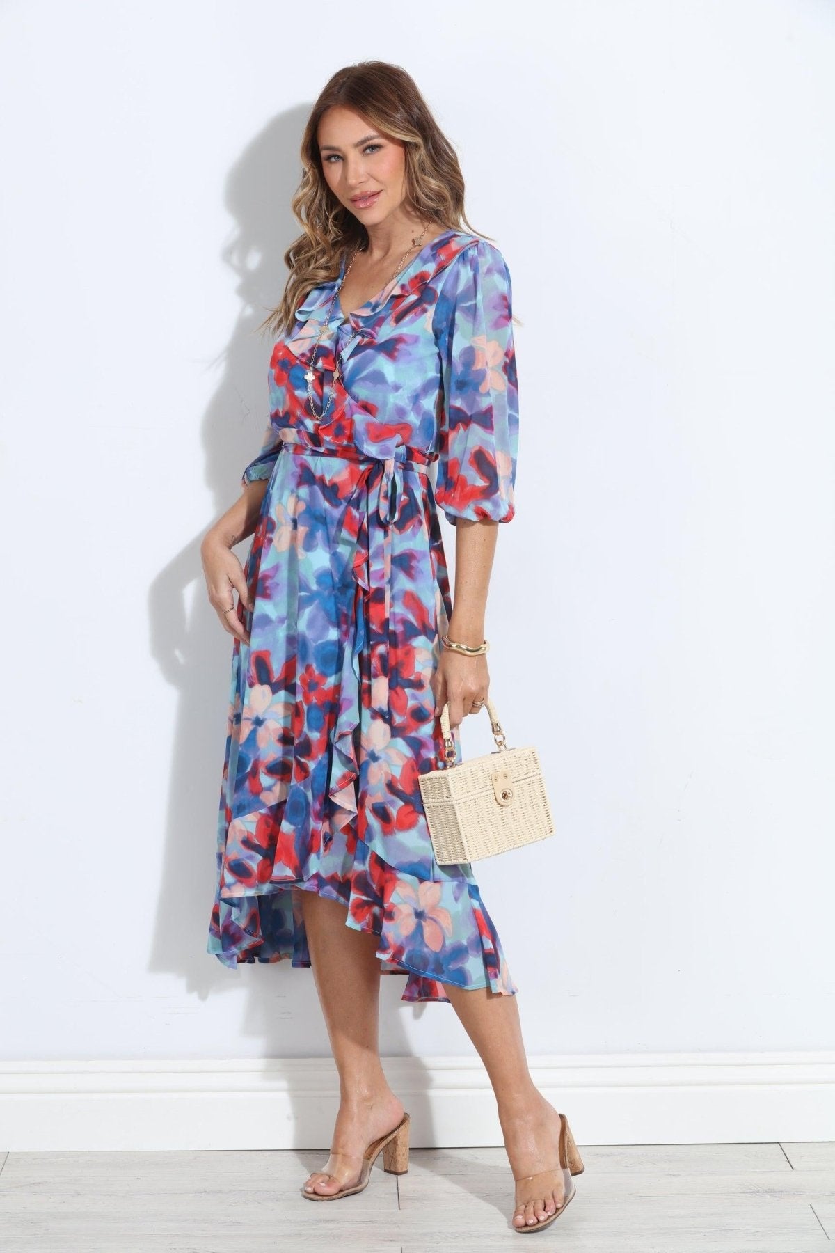 Malorie Chiffon Ruffle Wrap Dress-BEST SELLER