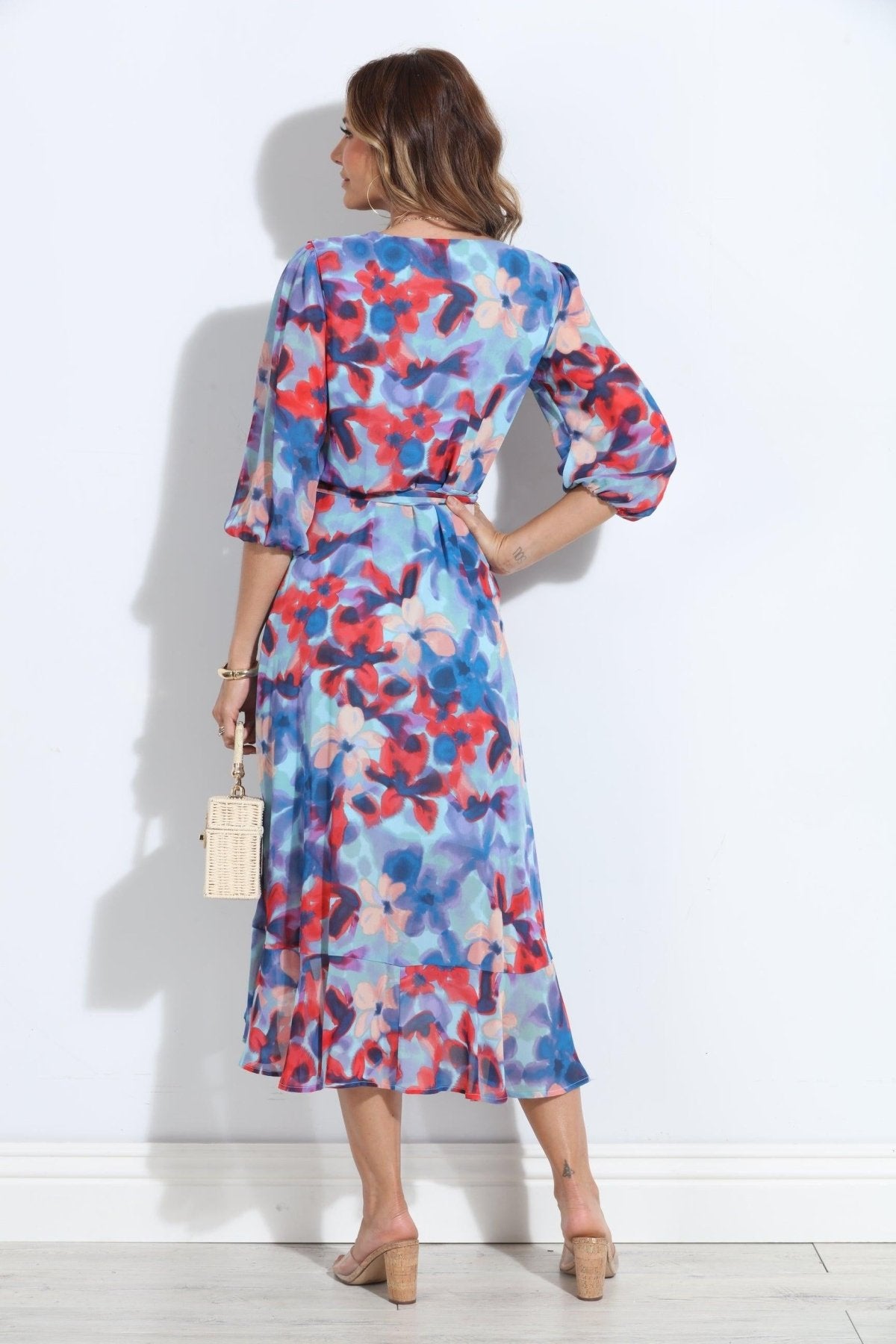Malorie Chiffon Ruffle Wrap Dress-BEST SELLER