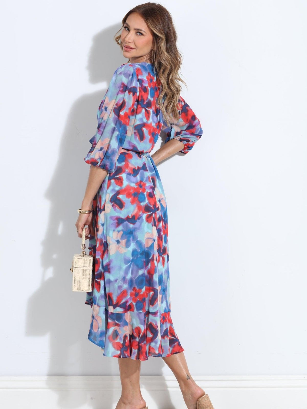 Malorie Chiffon Ruffle Wrap Dress-BEST SELLER