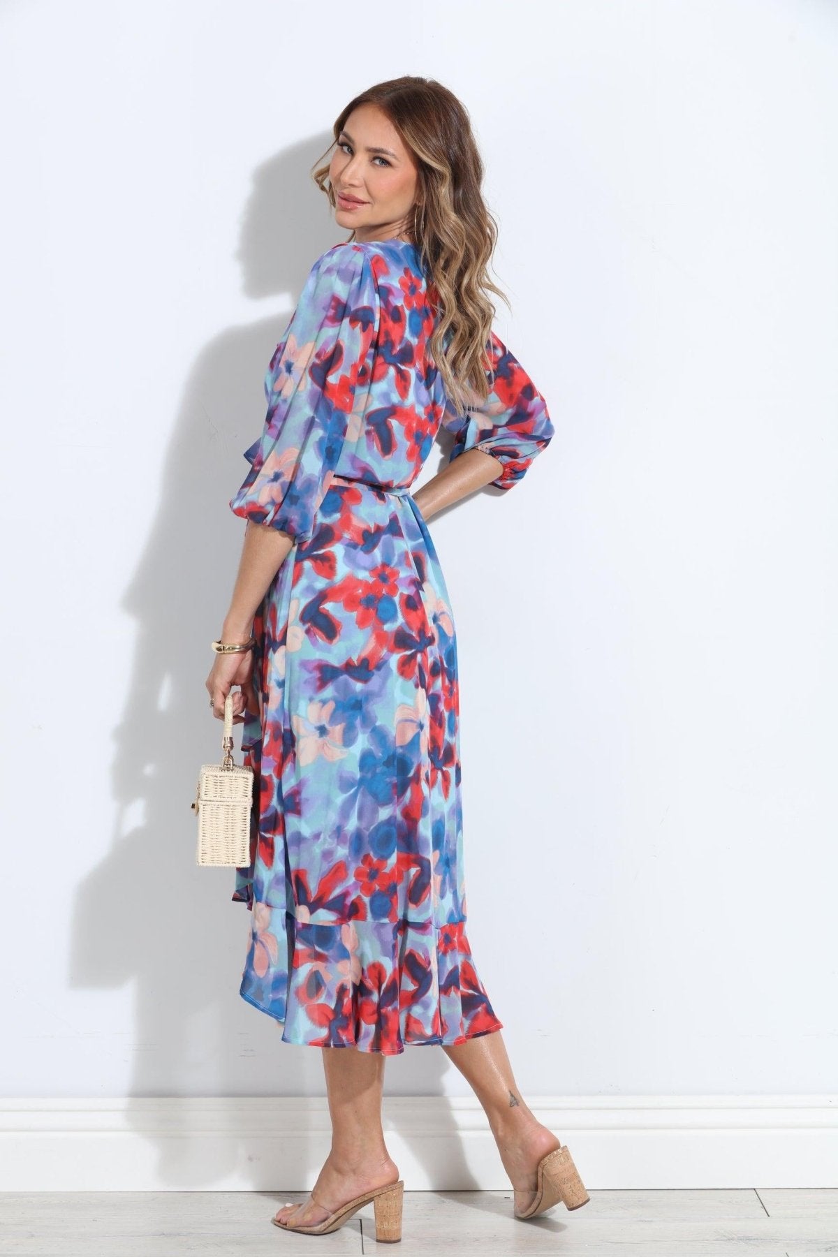 Malorie Chiffon Ruffle Wrap Dress-BEST SELLER