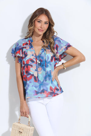 Malorie Short Sleeve Chiffon Blouse-BEST SELLER