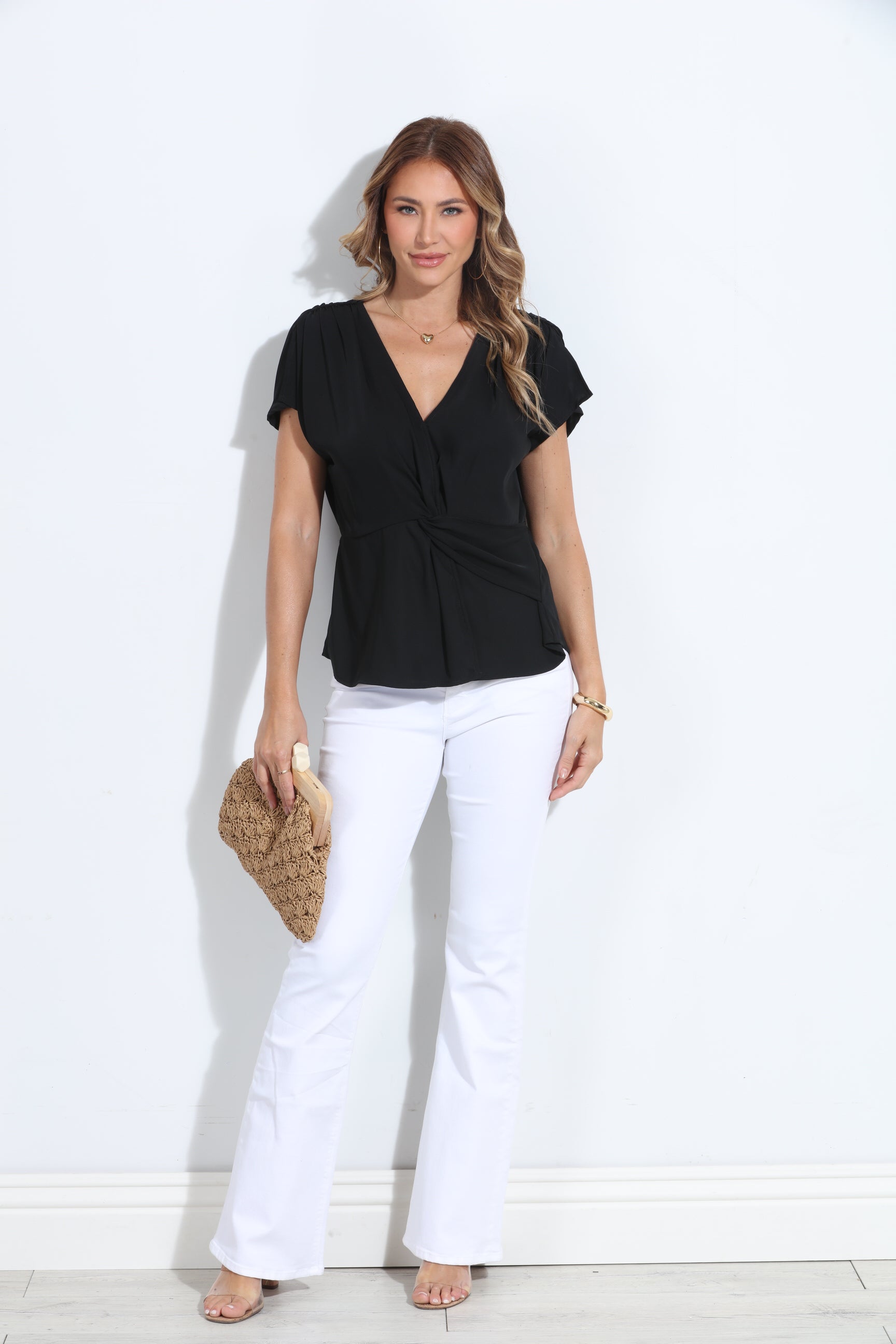 Black Politan Woven Twist Top-BEST SELLER