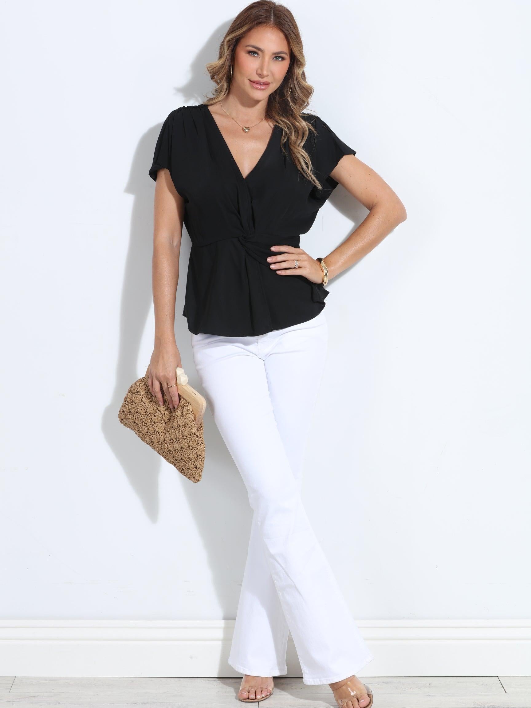 Black Politan Woven Twist Top-BEST SELLER