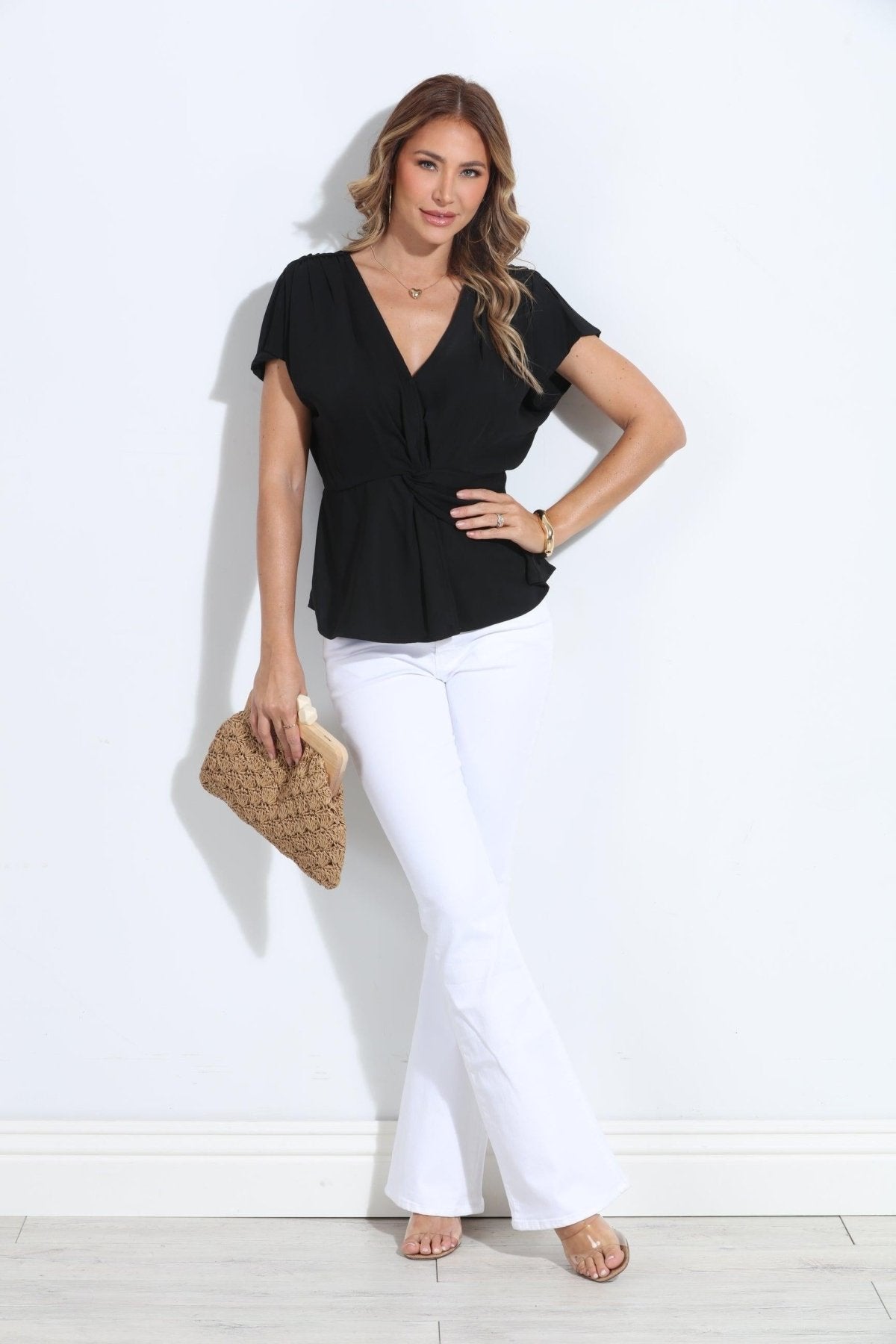 Black Politan Woven Twist Top-FINAL SALE