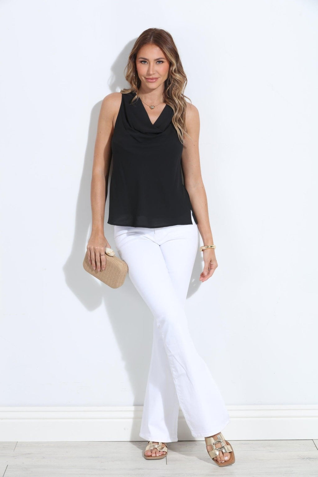 Black Cowl Neck Blouse-BEST SELLER