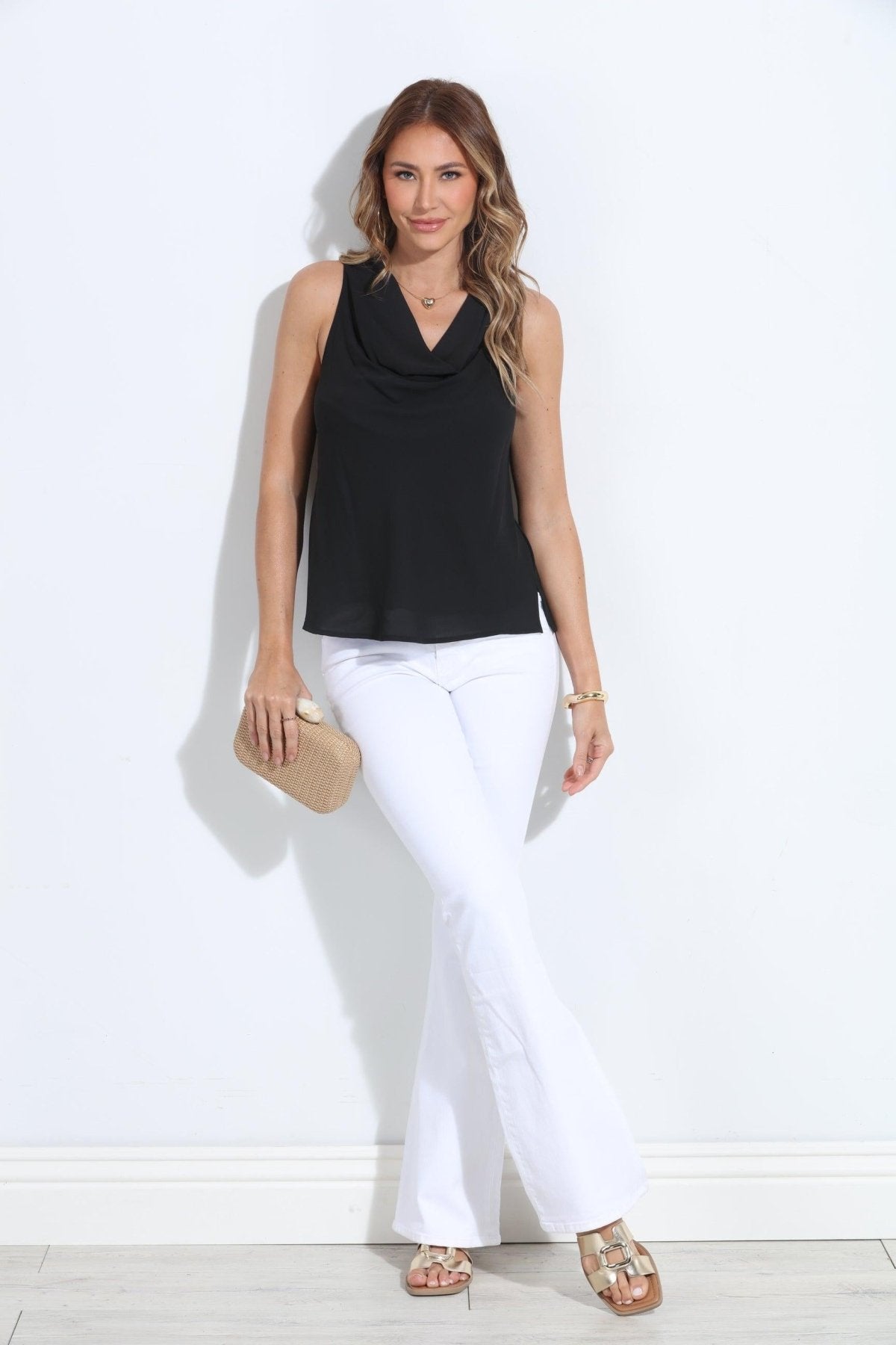 Black Cowl Neck Blouse-BEST SELLER