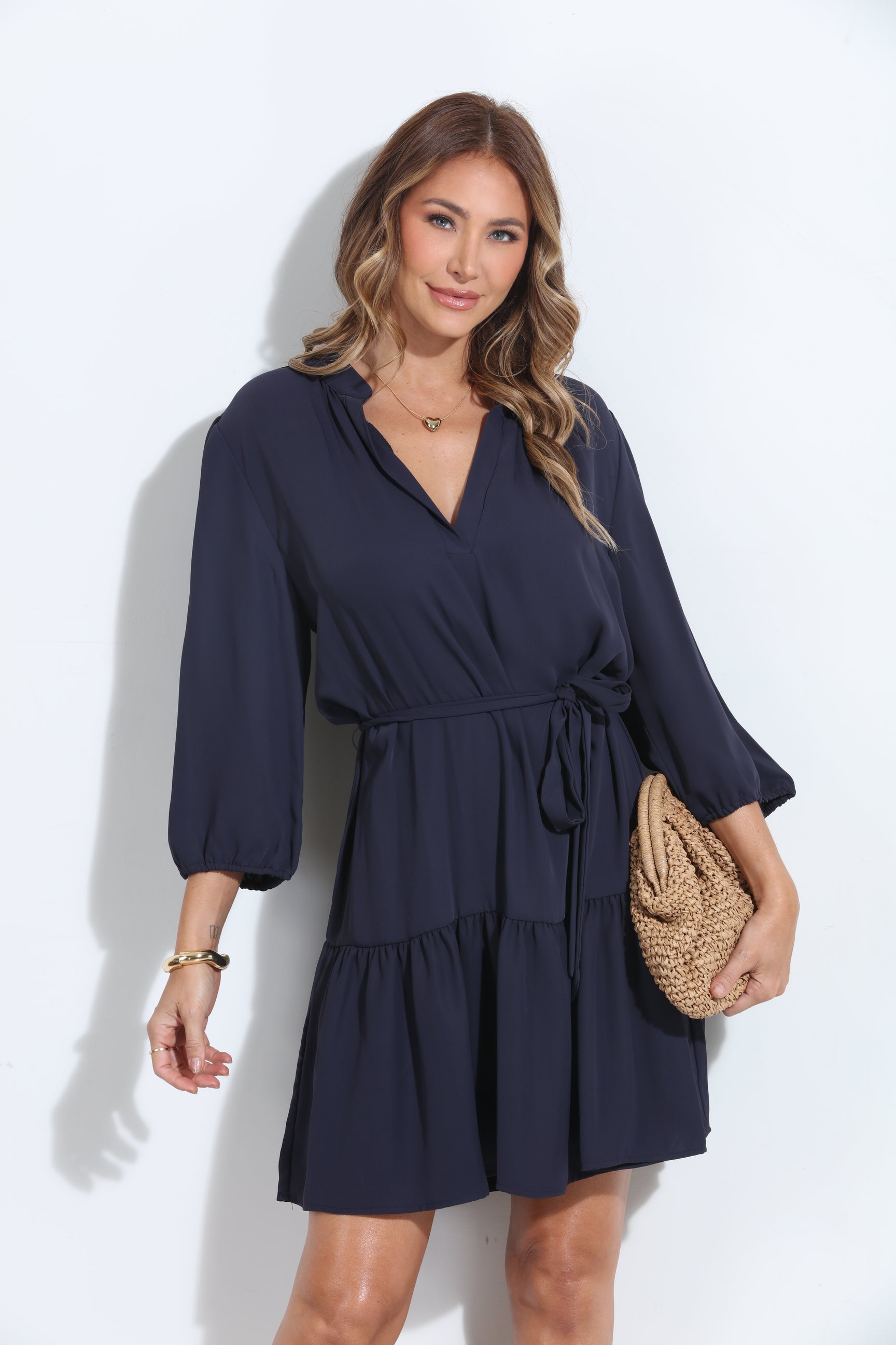 Navy Politan Shirt Dress with Belt-BEST SELLER