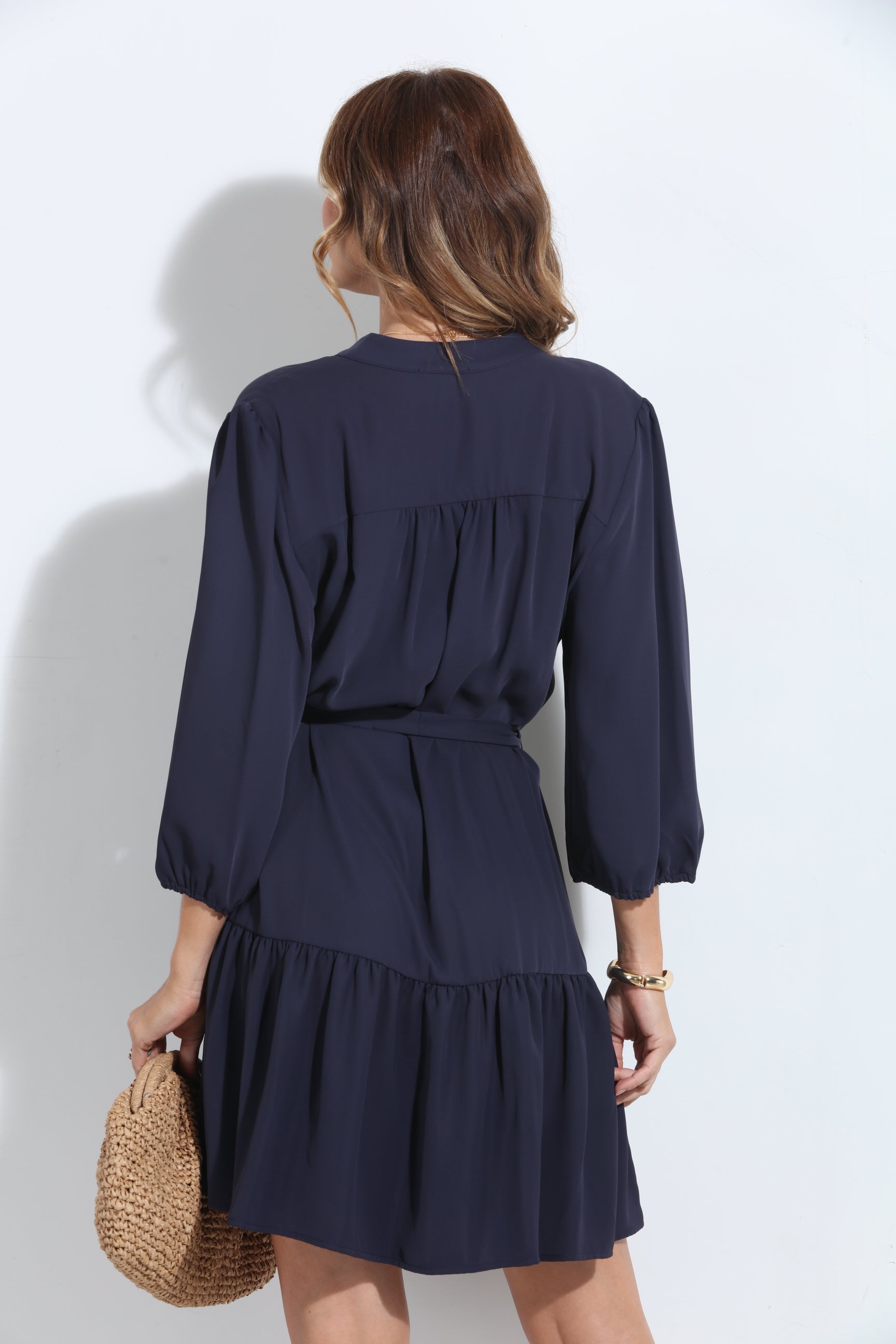 Navy Politan Shirt Dress with Belt-BEST SELLER