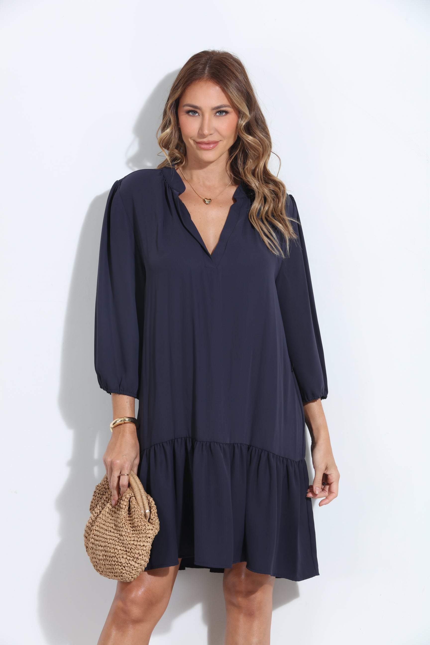 Navy Politan Shirt Dress with Belt-BEST SELLER