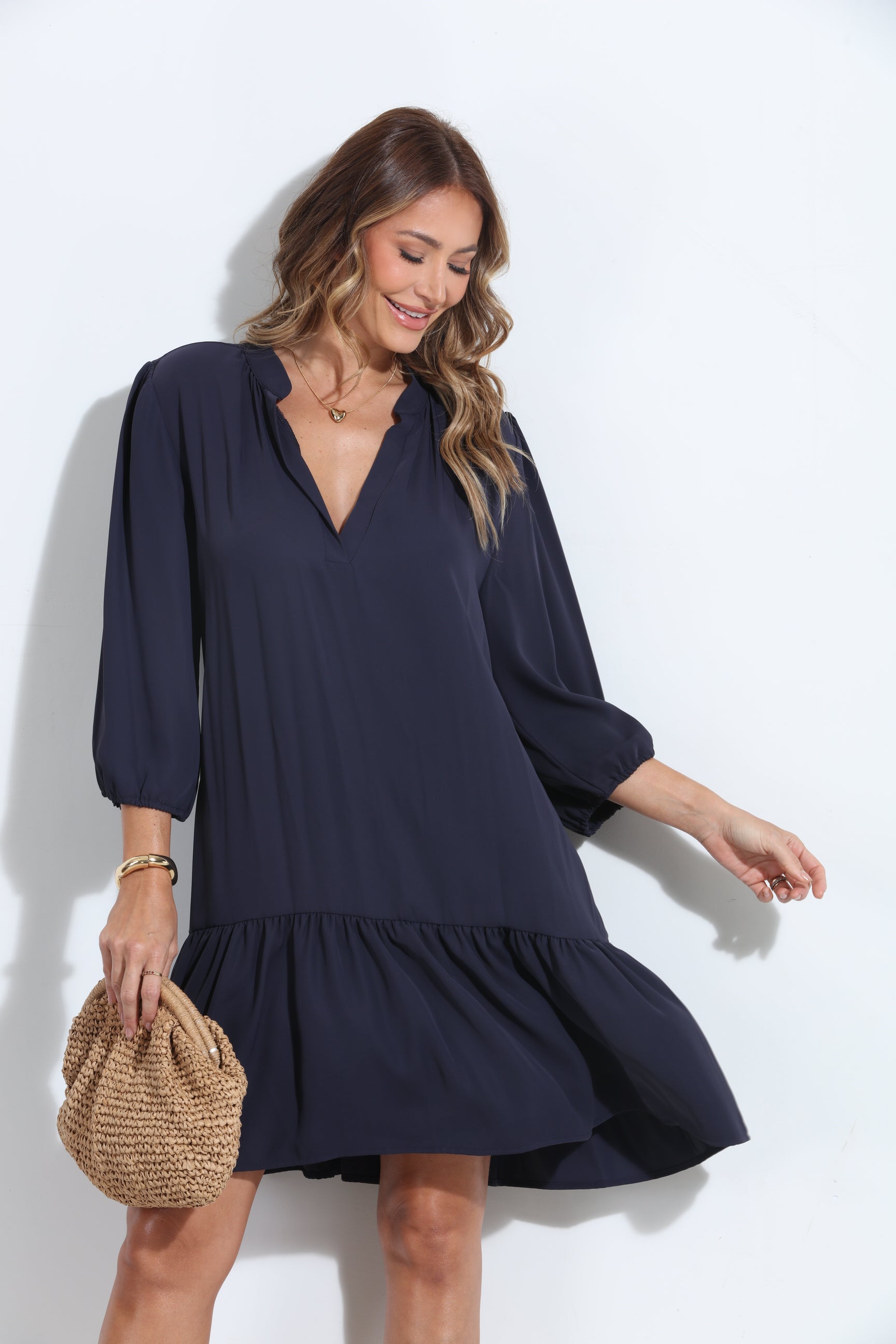 Navy Politan Shirt Dress with Belt-BEST SELLER