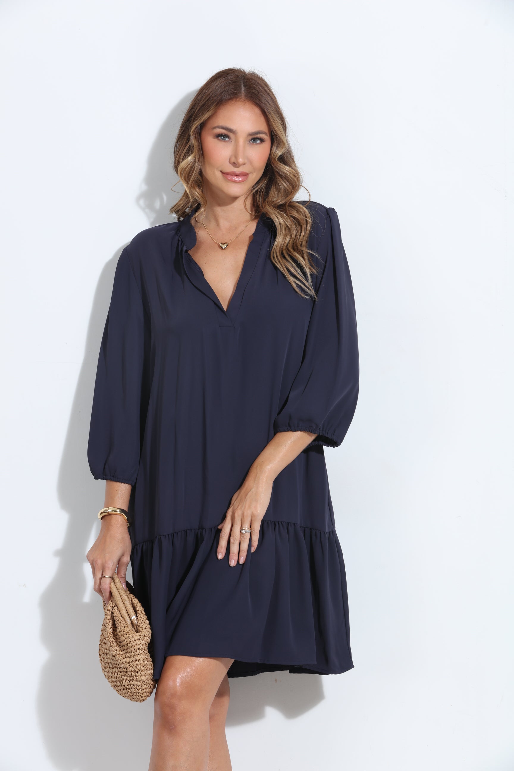 Navy Politan Shirt Dress with Belt-BEST SELLER