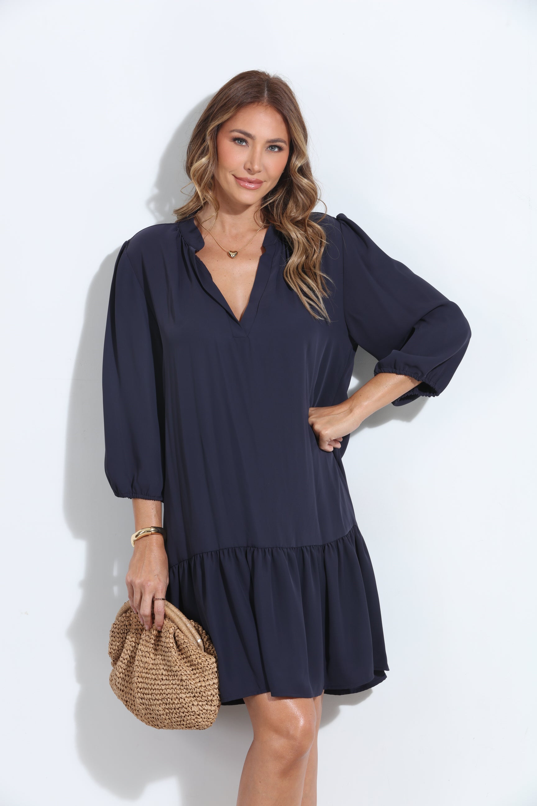 Navy Politan Shirt Dress with Belt-BEST SELLER