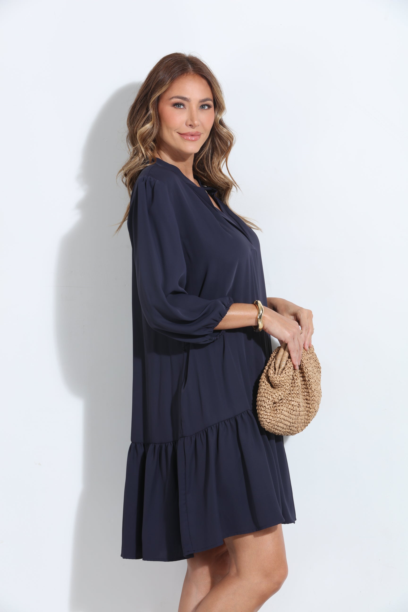 Navy Politan Shirt Dress with Belt-BEST SELLER