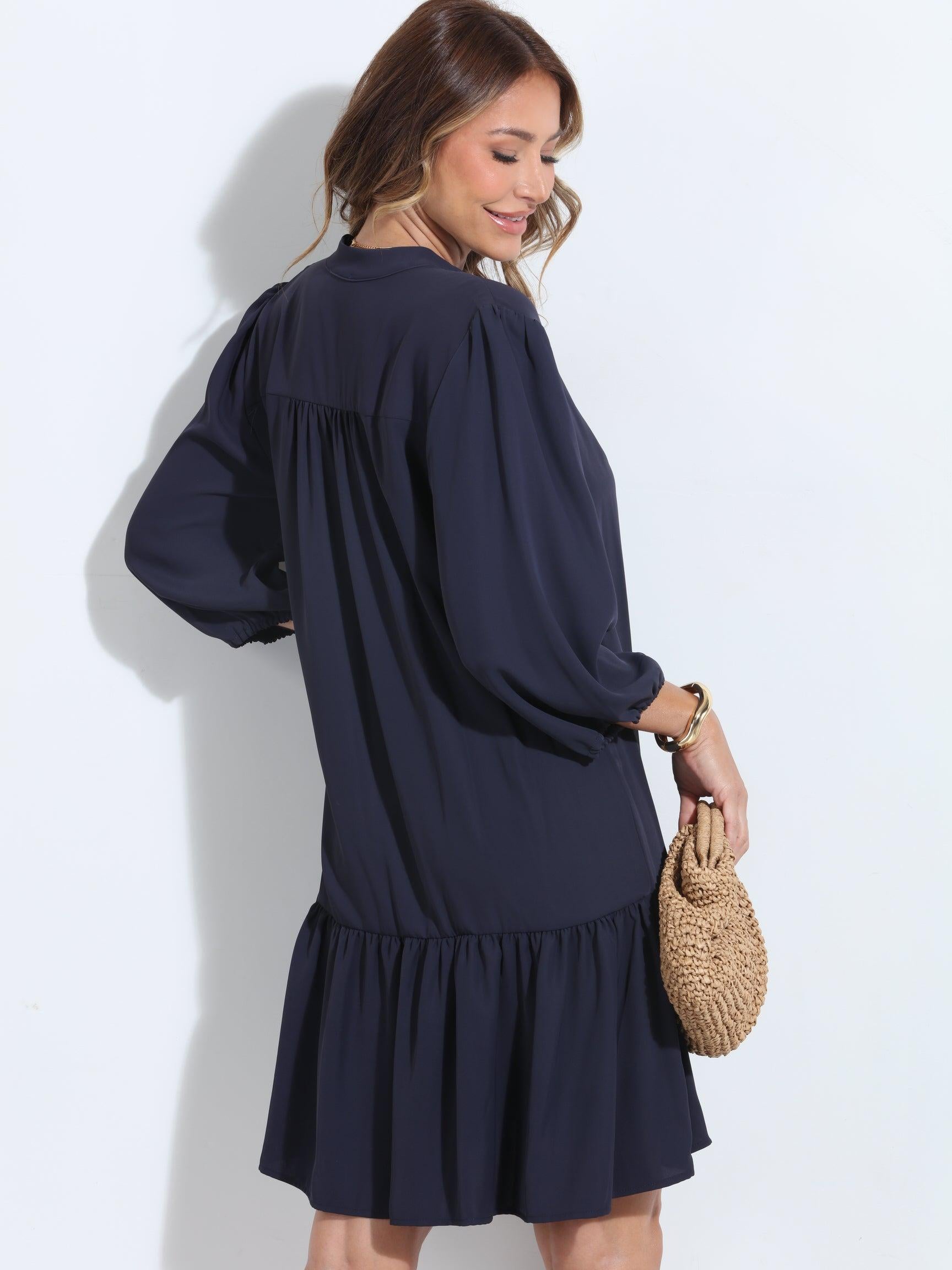 Navy Politan Shirt Dress with Belt-BEST SELLER