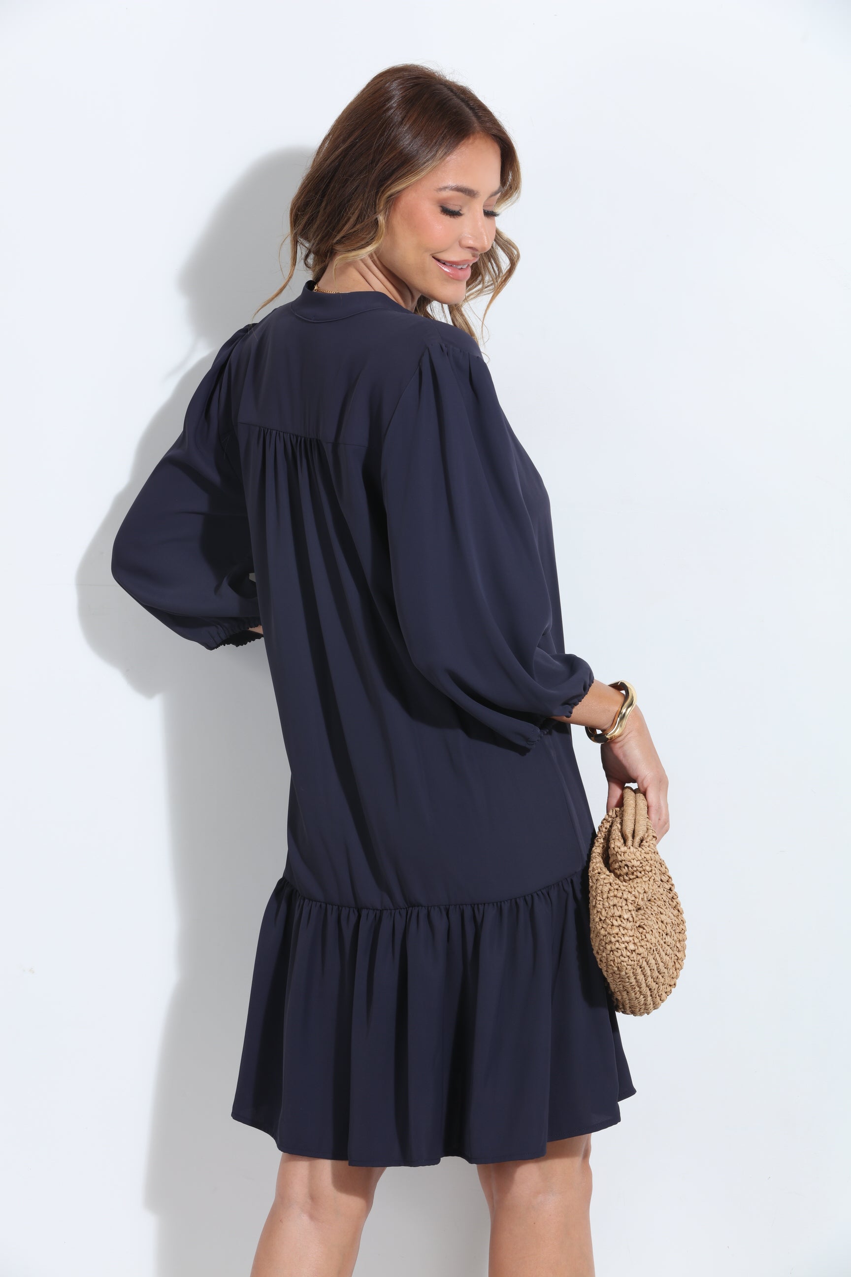 Navy Politan Shirt Dress with Belt-BEST SELLER