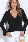 Black ITY Surplice Bell Sleeve Top - BEST SELLER