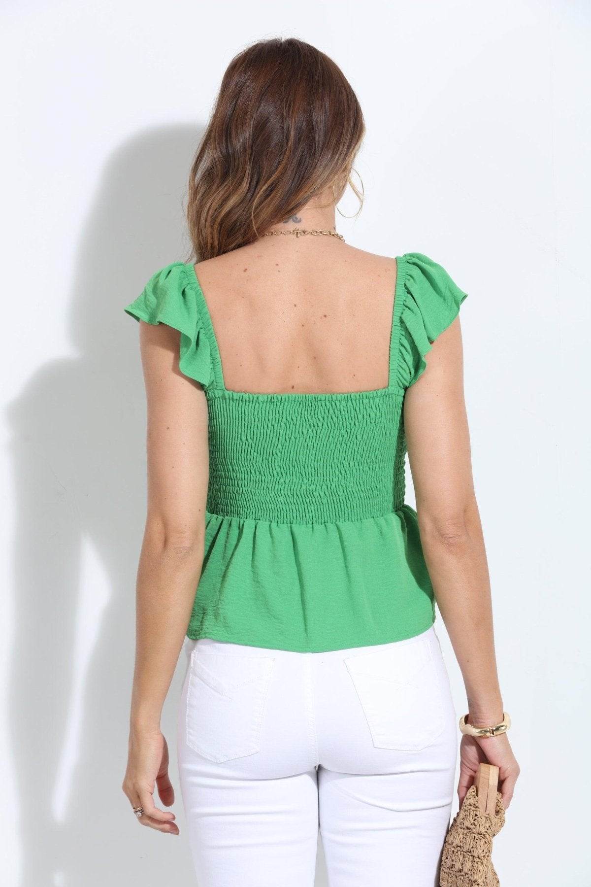 Kelly Green Airflow Smocked Tank-FINAL SALE