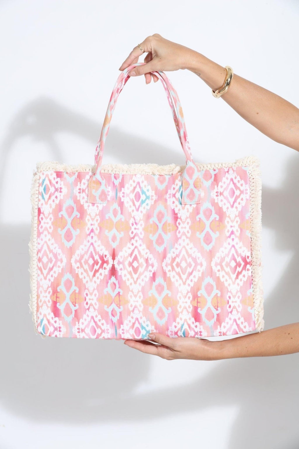 Dahlia Beach Fringe Tote- Coral-FINAL SALE