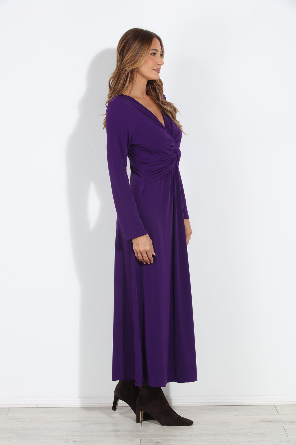 Purple Stretch Twist Long Sleeve Maxi