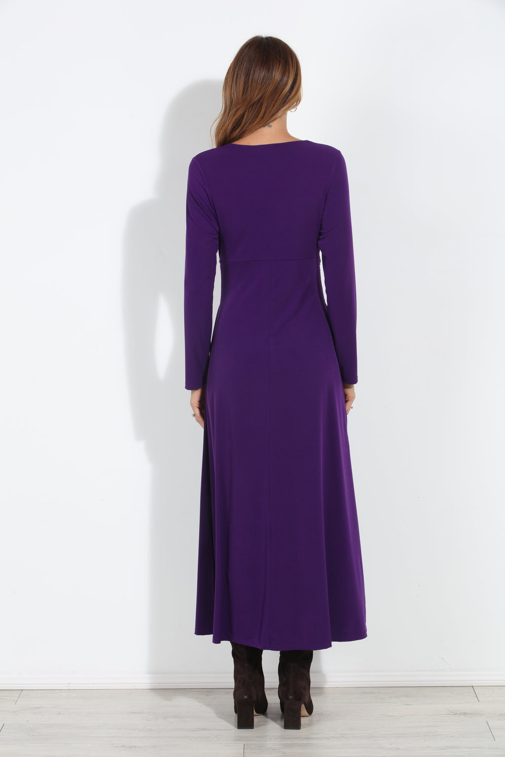 Purple Stretch Twist Long Sleeve Maxi