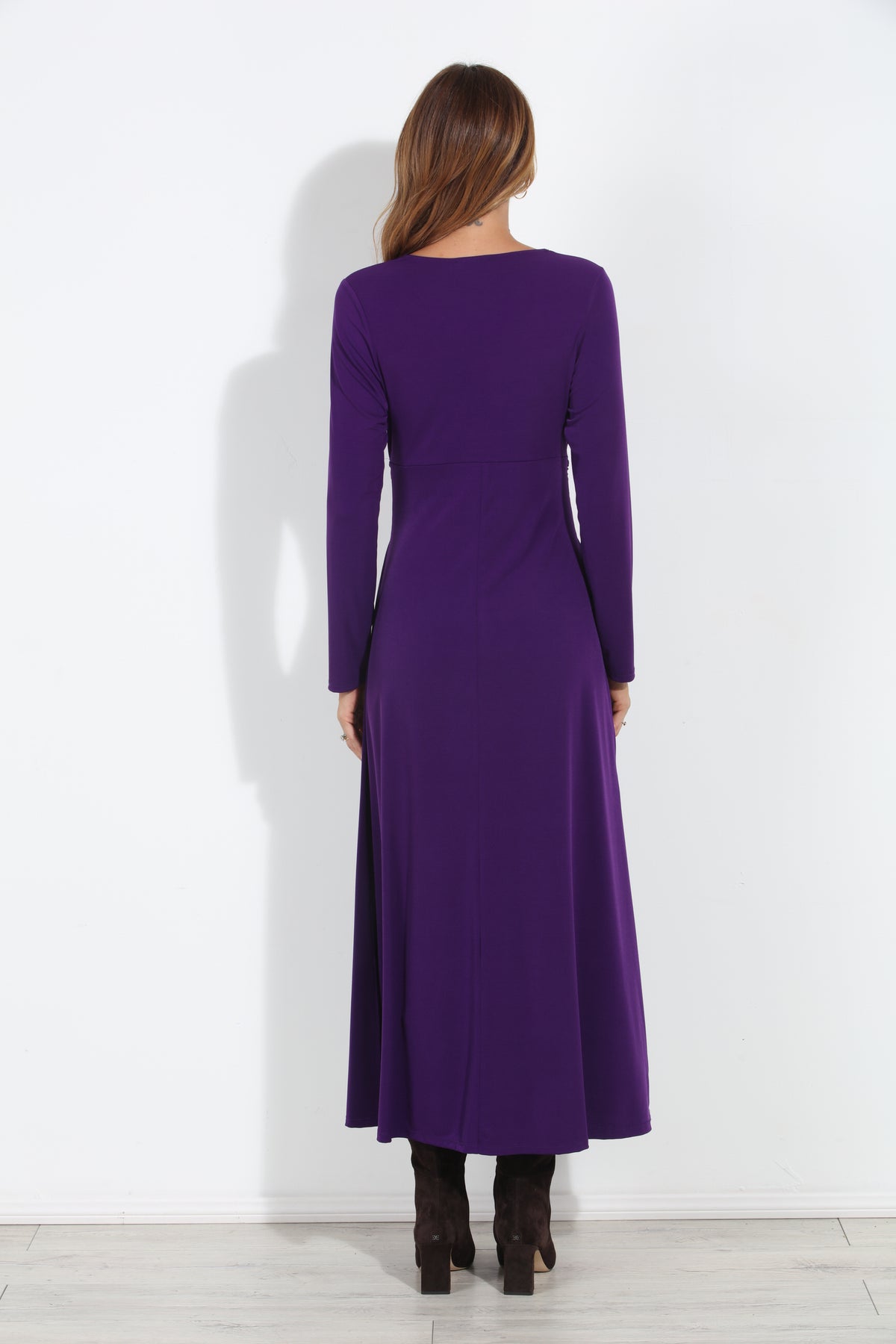 Purple Stretch Twist Long Sleeve Maxi